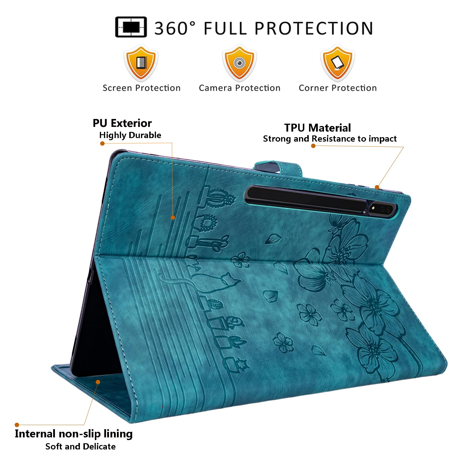 Dteck Dteck Galaxy S10 S9 S8 Ultra Case with S Pen Holder Premium Leather Folio Stand Soft TPU Back Cover Green 2024 2023 2022 - View 6 of 6