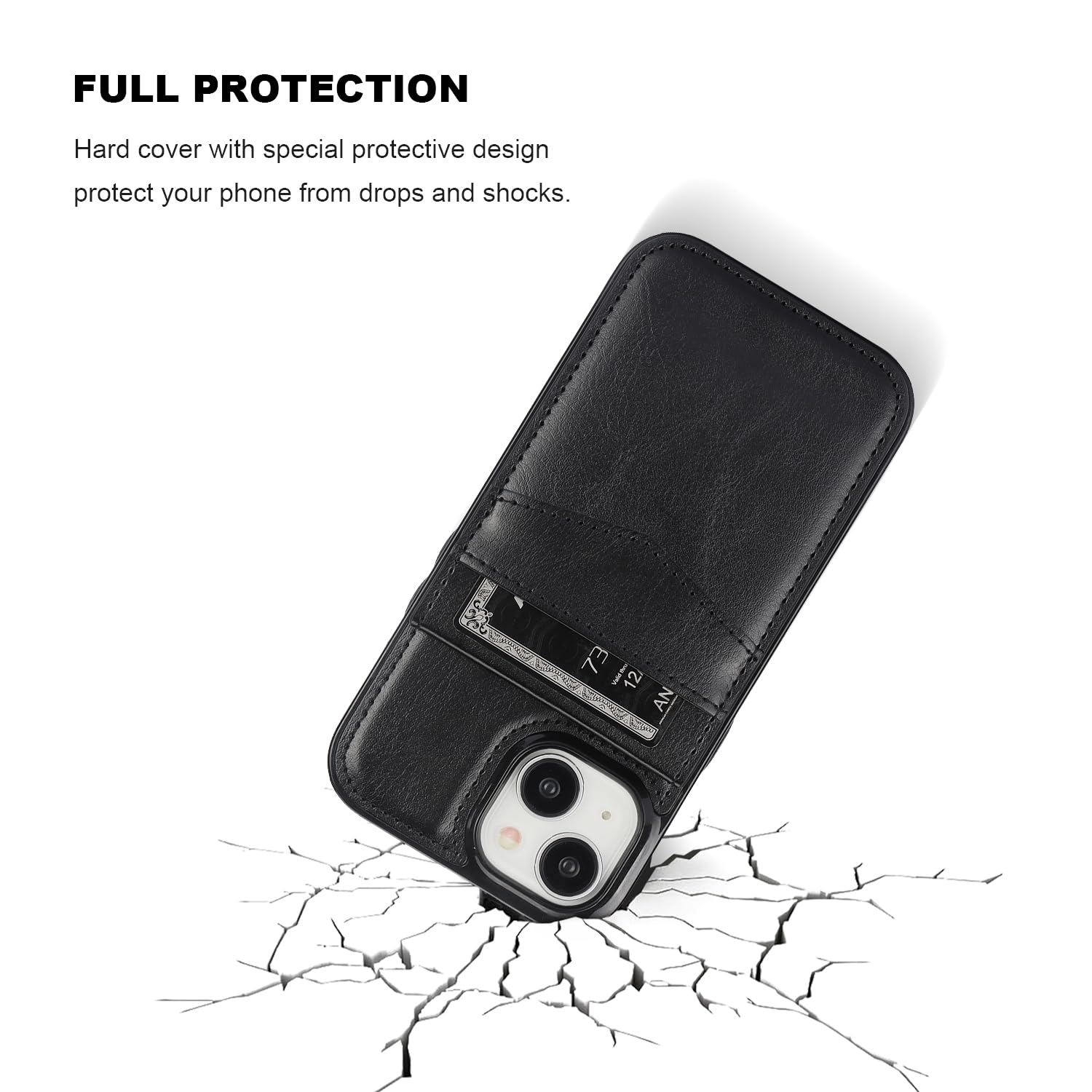 KIHUWEY KIHUWEY iPhone 15 Case Wallet with Credit Card Holder Premium Leather Magnetic Clasp Kickstand Heavy Duty Protective Cover Black - View 6 of 7