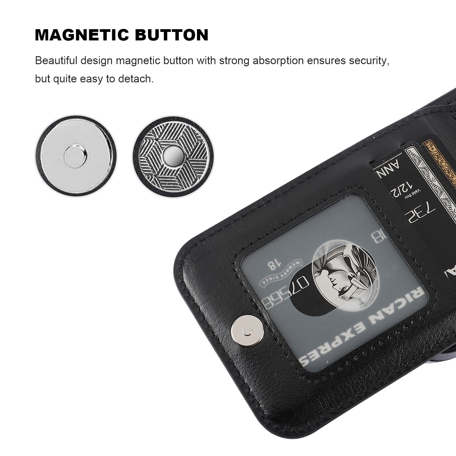 KIHUWEY KIHUWEY iPhone 15 Case Wallet with Credit Card Holder Premium Leather Magnetic Clasp Kickstand Heavy Duty Protective Cover Black - View 7 of 7