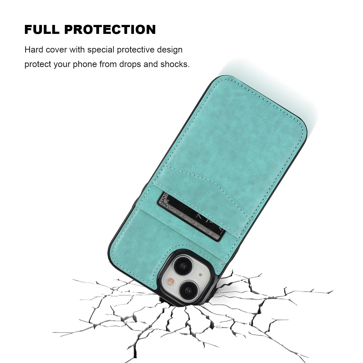 KIHUWEY KIHUWEY iPhone 15 Plus Case Wallet with Credit Card Holder Flip Leather Magnetic Clasp Heavy Duty Protective Cover Mint Green 6.7 Inch - View 6 of 7