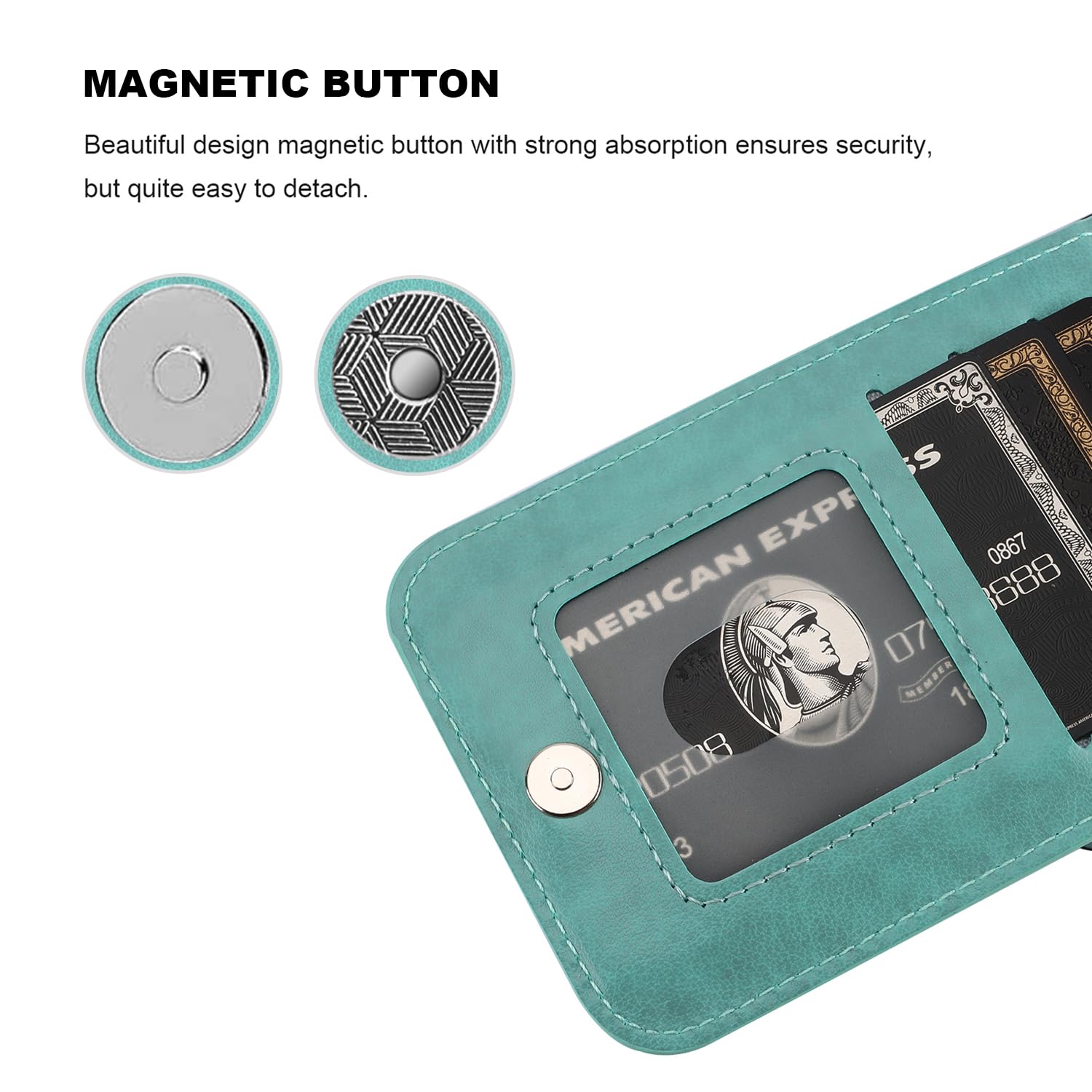 KIHUWEY KIHUWEY iPhone 15 Plus Case Wallet with Credit Card Holder Flip Leather Magnetic Clasp Heavy Duty Protective Cover Mint Green 6.7 Inch - View 7 of 7