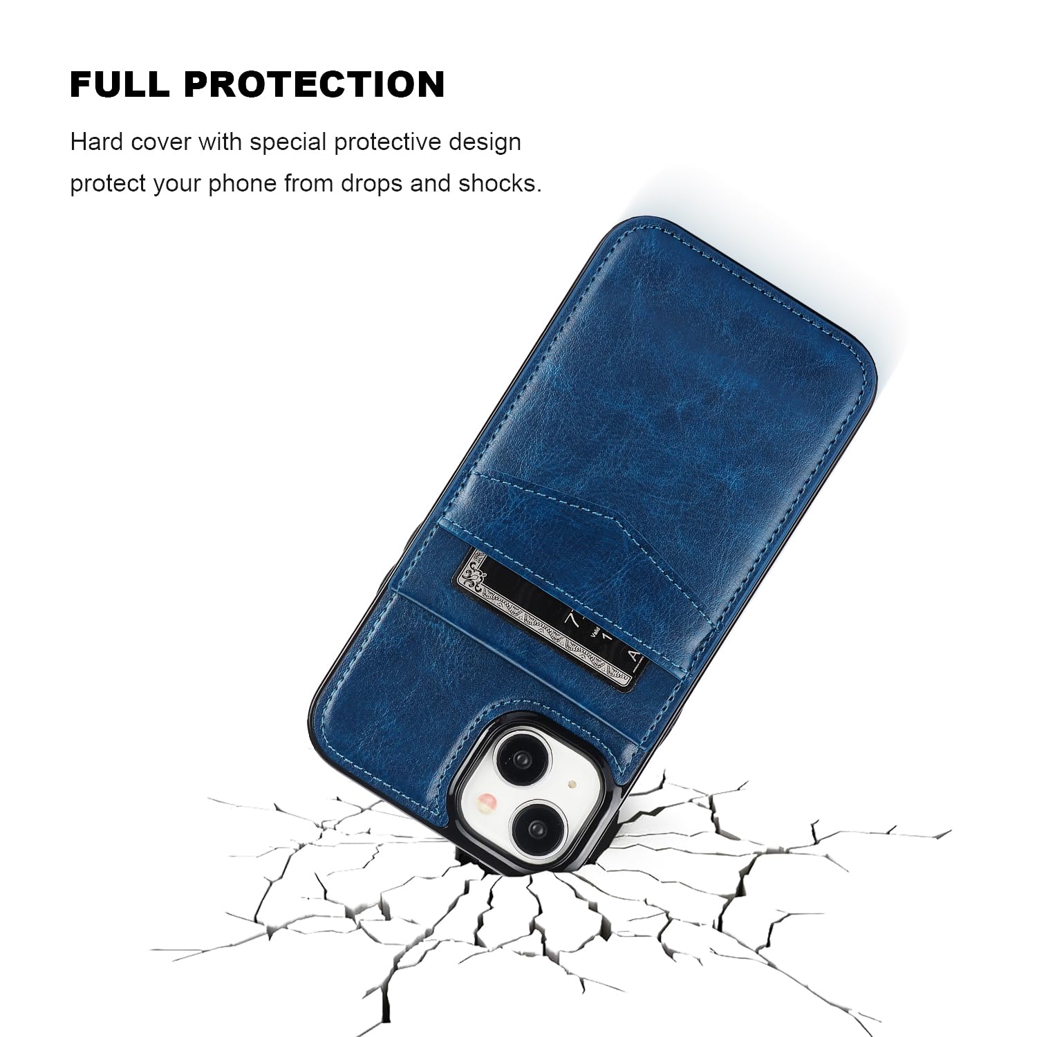 KIHUWEY KIHUWEY iPhone 15 Plus Case Wallet with Credit Card Holder Premium Leather Flip Heavy Duty Protective Cover Blue 6.7 Inch - View 6 of 7