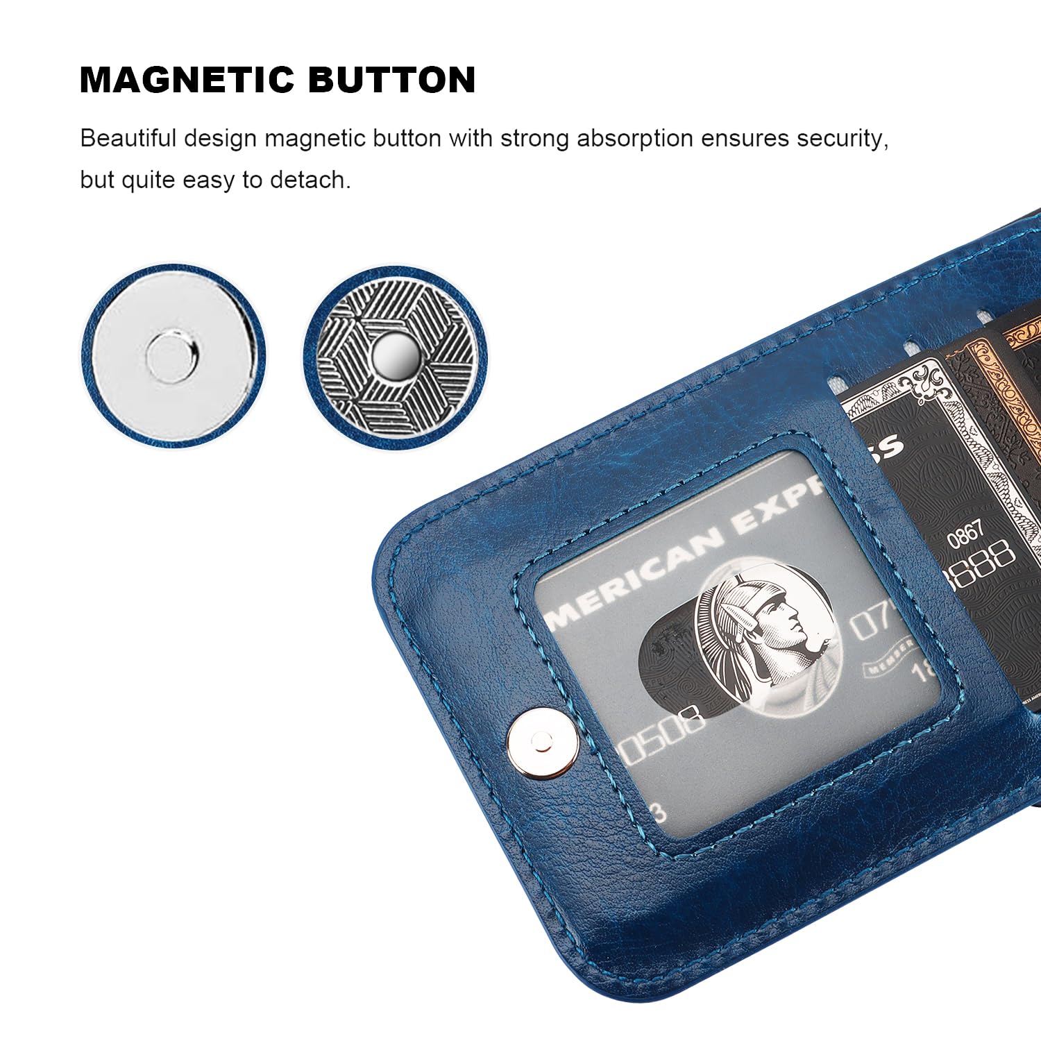 KIHUWEY KIHUWEY iPhone 15 Plus Case Wallet with Credit Card Holder Premium Leather Flip Heavy Duty Protective Cover Blue 6.7 Inch - View 7 of 7