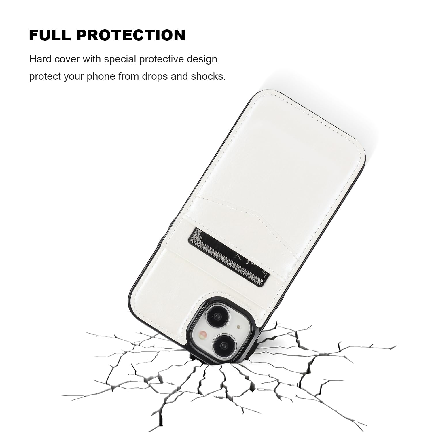 KIHUWEY KIHUWEY iPhone 15 Plus Case Wallet with Credit Card Holder Premium Leather Heavy Duty Protective Cover White - View 6 of 7