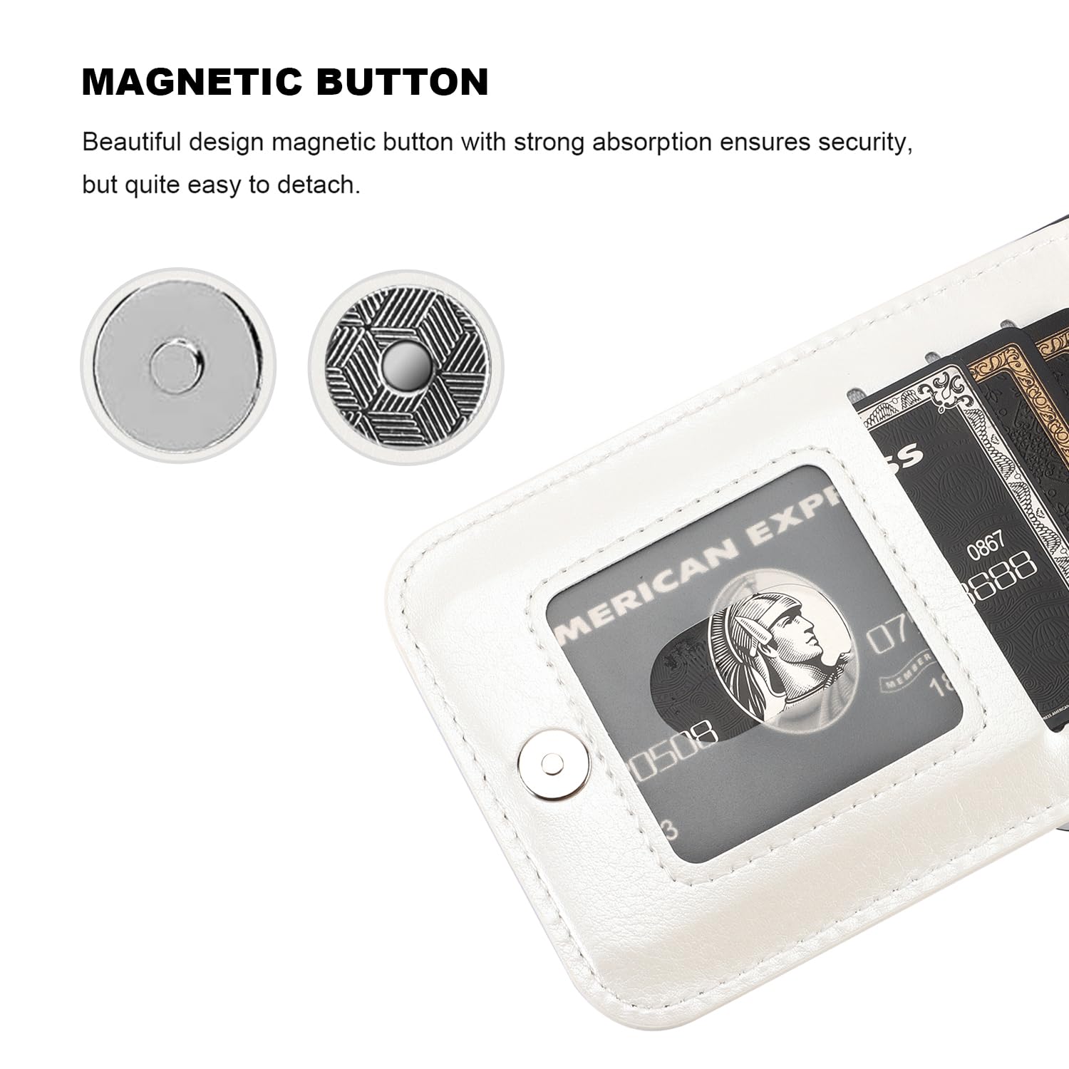 KIHUWEY KIHUWEY iPhone 15 Plus Case Wallet with Credit Card Holder Premium Leather Heavy Duty Protective Cover White - View 7 of 7