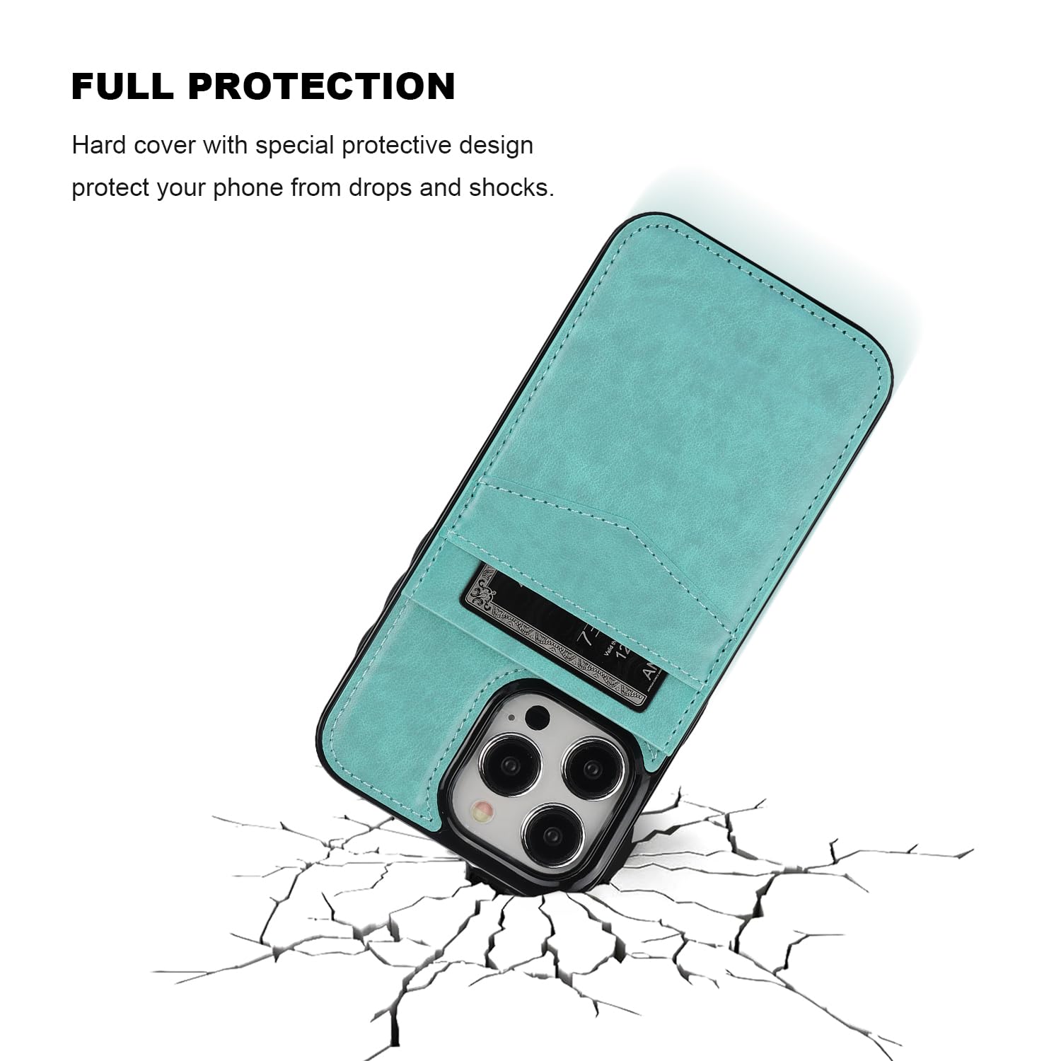 KIHUWEY KIHUWEY iPhone 15 Pro Max Case Wallet with Credit Card Holder Flip Leather Magnetic Clasp Heavy Duty Protective Cover Mint Green - View 6 of 7