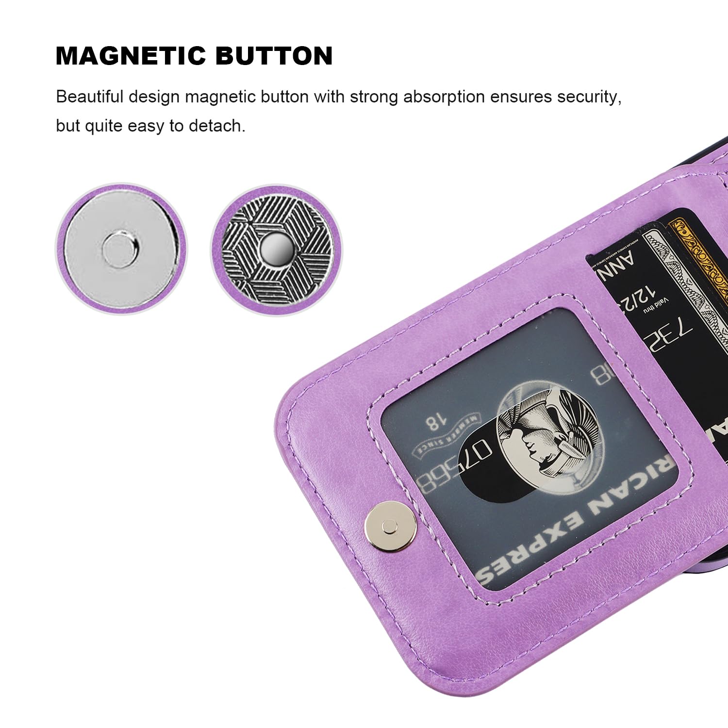 KIHUWEY KIHUWEY iPhone 15 Pro Case Wallet with Credit Card Holder Premium Leather Magnetic Clasp Kickstand Heavy Duty Protective Cover Purple - View 7 of 9