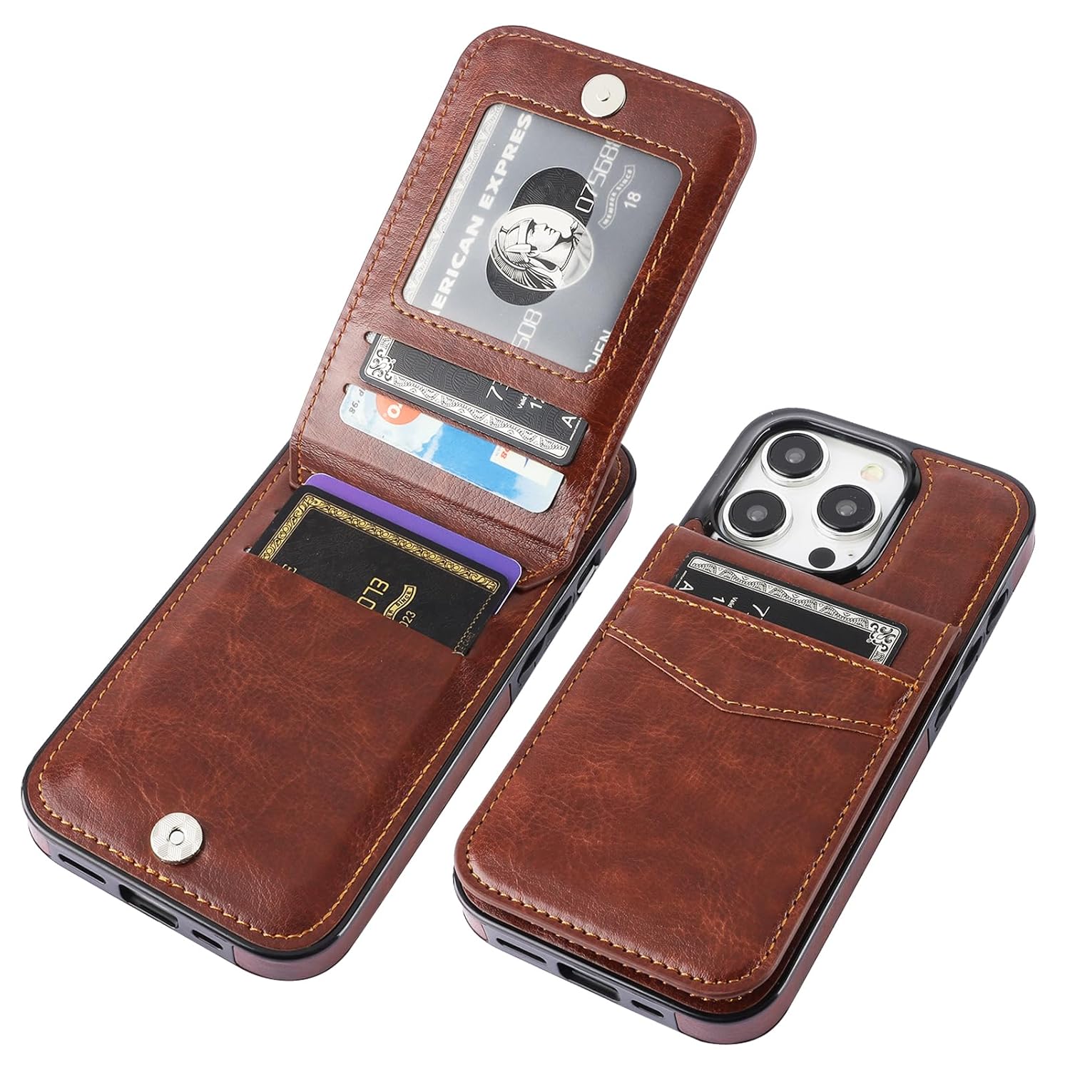 KIHUWEY KIHUWEY iPhone 15 Pro Case Wallet with Credit Card Holder Premium Leather Magnetic Clasp Kickstand Heavy Duty Protective Cover Purple - View 9 of 9