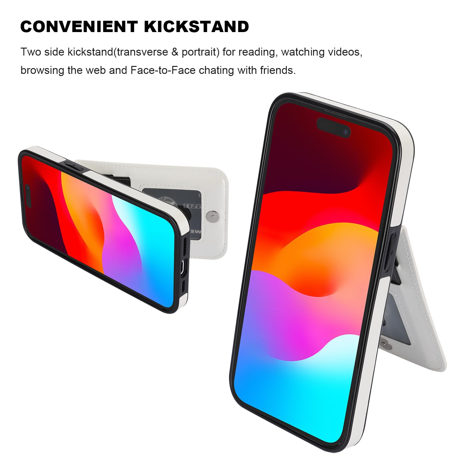 KIHUWEY KIHUWEY iPhone 15 Case Wallet with Credit Card Holder Premium Leather Magnetic Clasp Heavy Duty Protective Cover 6.1 Inch White - View 5 of 7