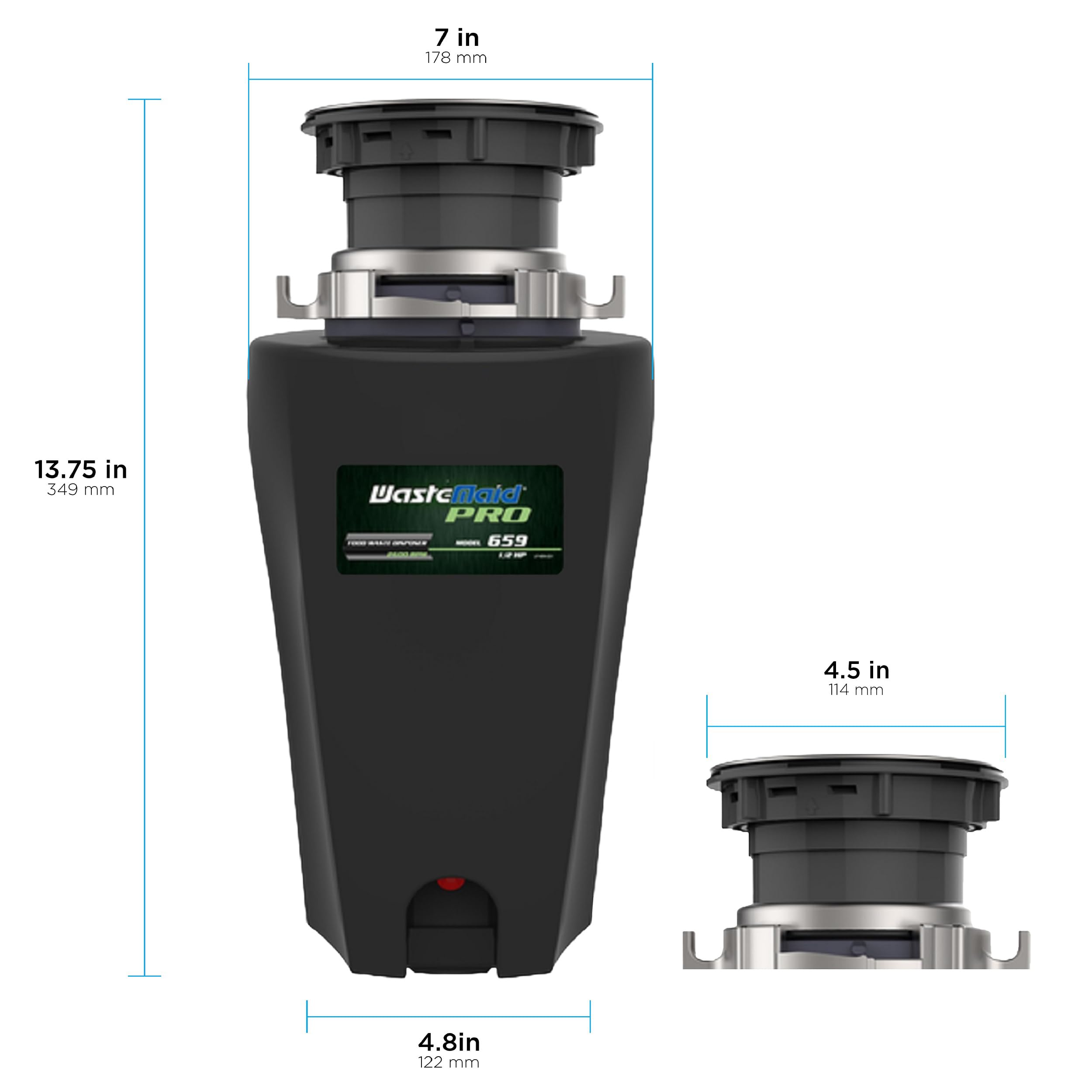 WASTEMAID WASTEMAID 10 US WMP 659 Pro Anti Jam Garbage Disposer 1/2 HP Black Efficient Kitchen Waste Management Solution - View 3 of 5