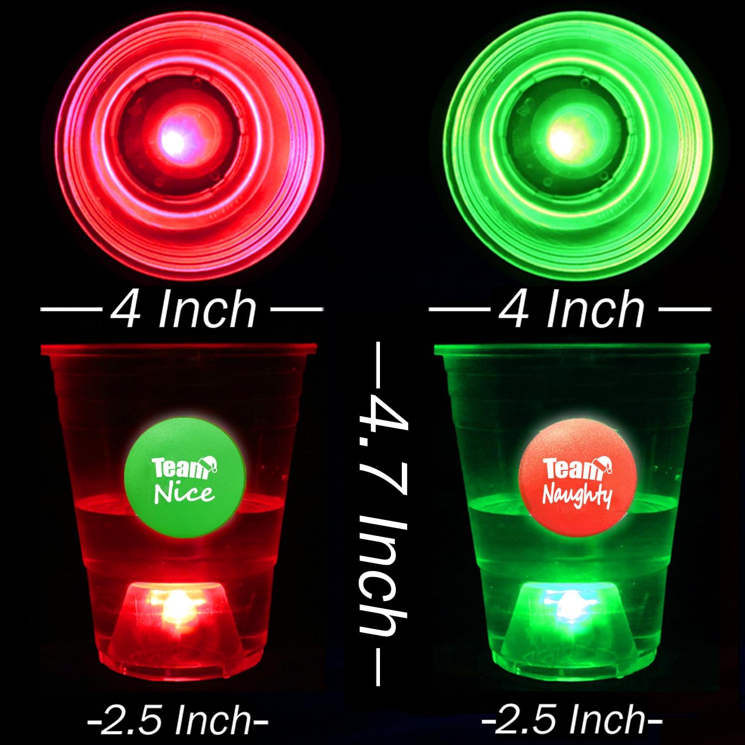 YHFUISK YHFUISK 22Pcs Christmas Glowing Pong Set Light Up Cups and Themed Balls for Holiday Parties and Christmas Celebrations - View 4 of 6