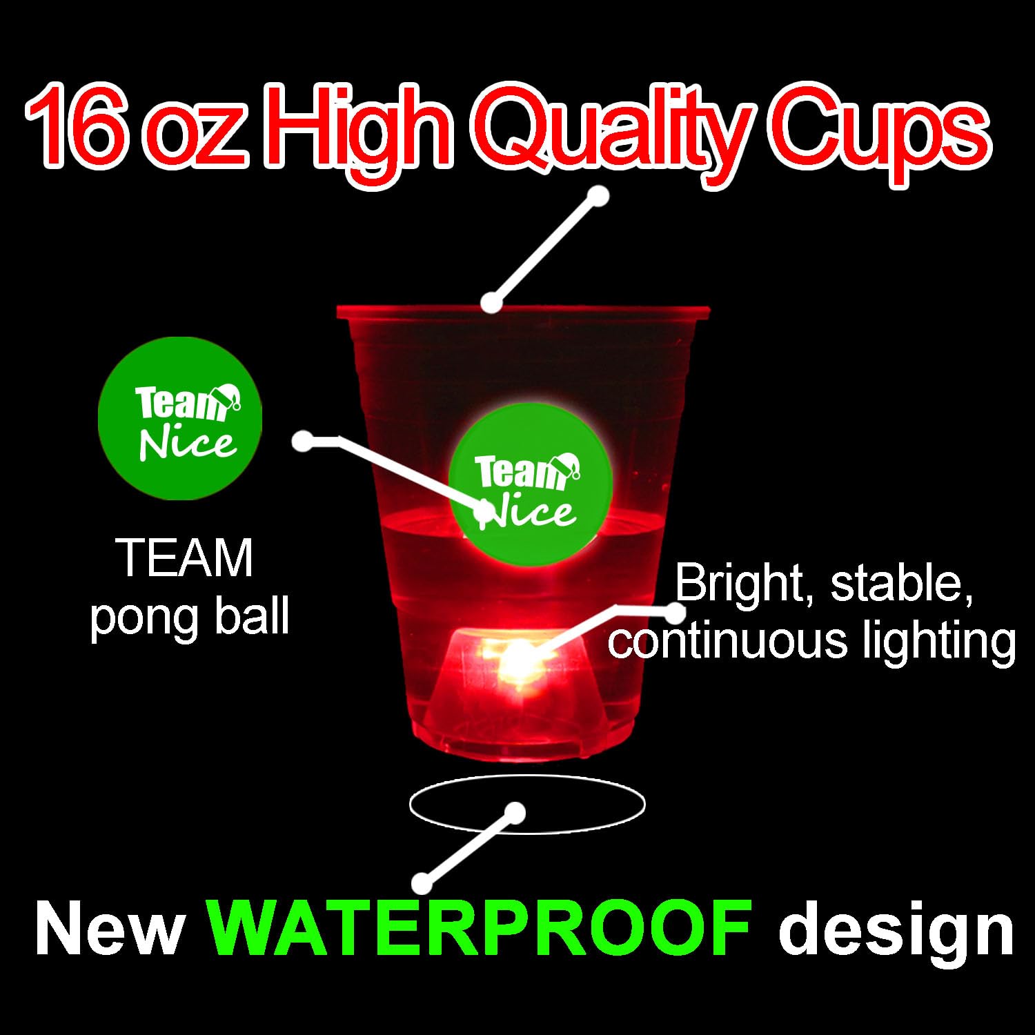 YHFUISK YHFUISK 22Pcs Christmas Glowing Pong Set Light Up Cups and Themed Balls for Holiday Parties and Christmas Celebrations - View 5 of 6