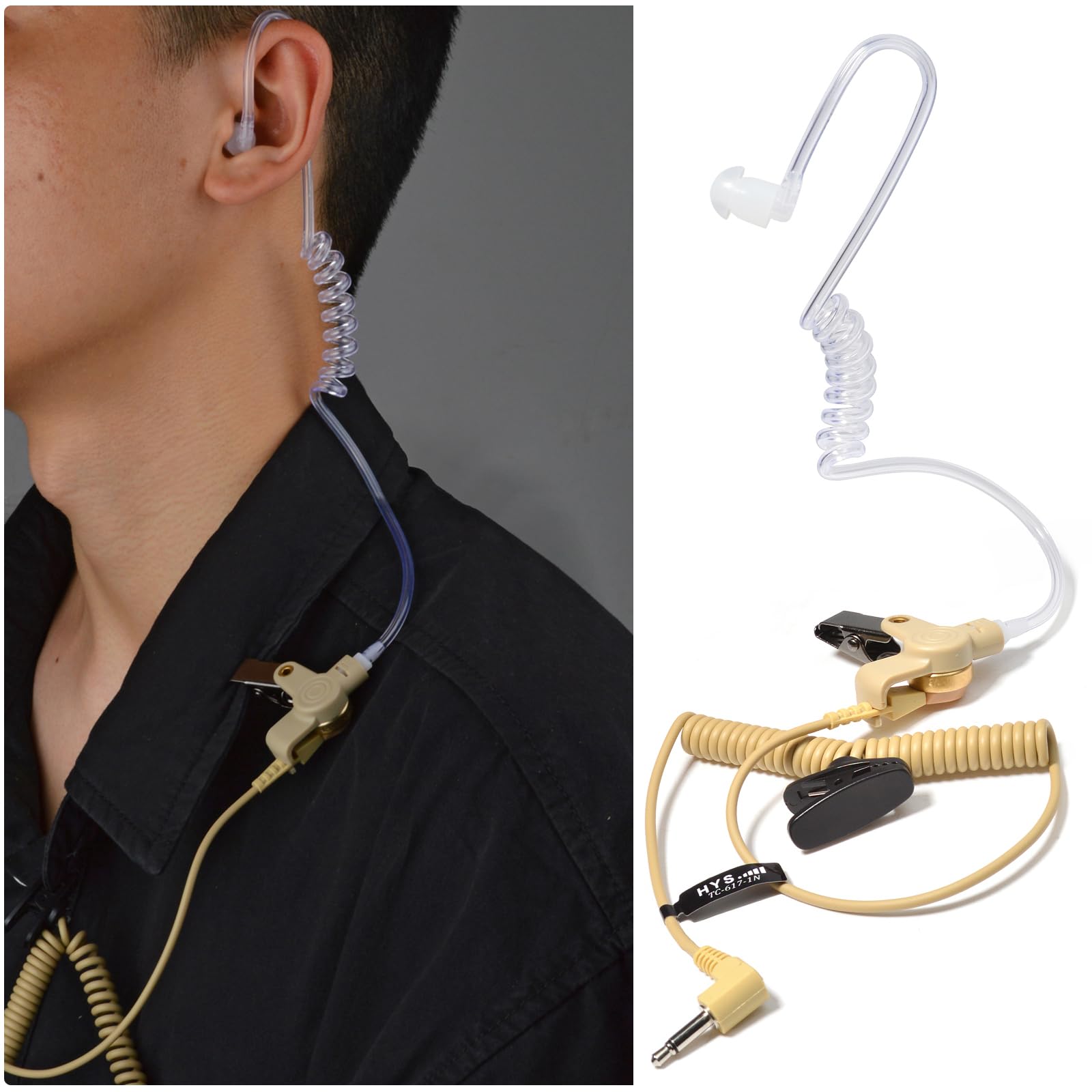 HYS HYS 3.5mm Listen Only Acoustic Tube Earpiece with Soft Silicone Ear Buds for Motorola Vertex Hytera Icom Surveillance Radio Headset - View 7 of 7