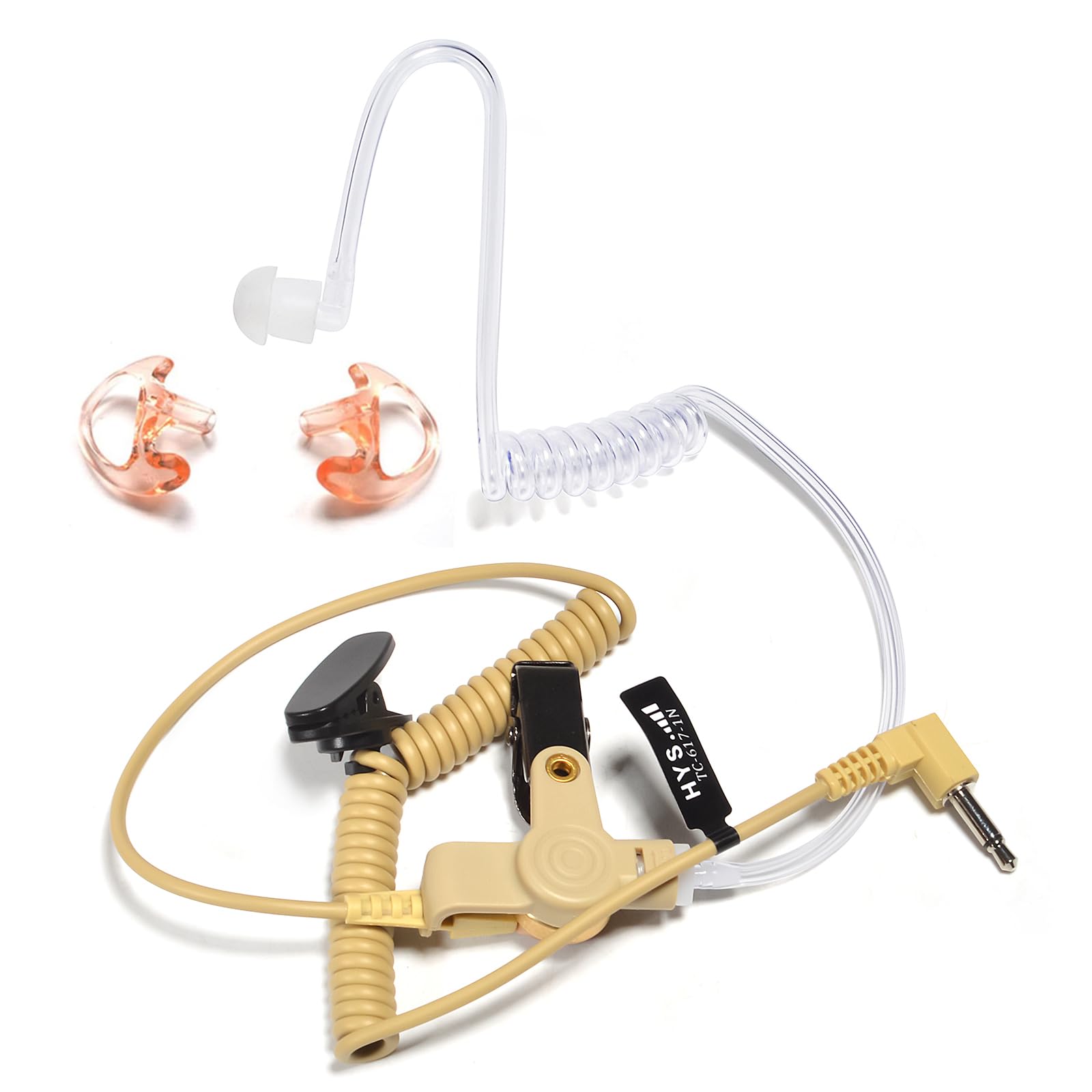 HYS HYS 3.5mm Listen Only Acoustic Tube Earpiece with Soft Silicone Ear Buds for Motorola Vertex Hytera Icom Surveillance Radio Headset