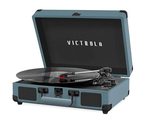 Victrola Vintage 3-Speed Bluetooth Record Player - Smoky Blue Turntable with Built-in Speakers | Model VSC-550BT-SMB