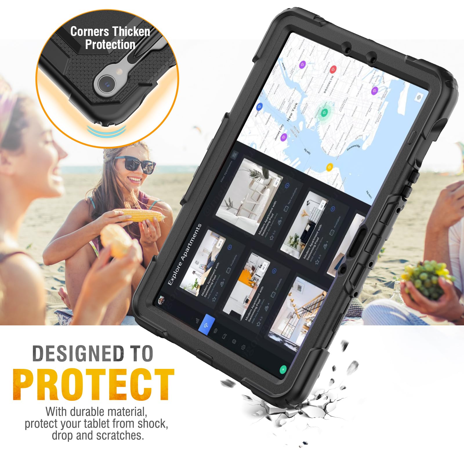 HXCASEAC HXCASEAC Heavy Duty Case for Galaxy Tab S9 S9 FE 5G with Screen Protector Hand Strap S Pen Holder Shockproof Black 10.9 inch 11 inch - View 7 of 8