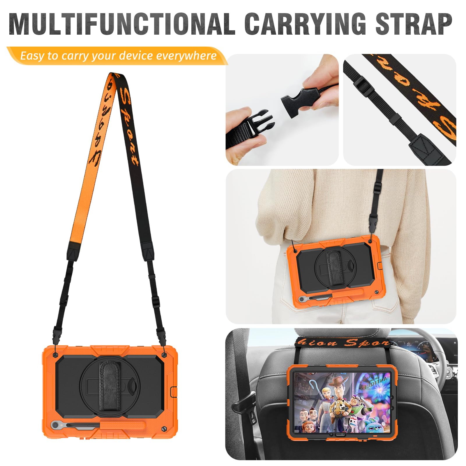 HXCASEAC HXCASEAC Heavy Duty Case for Samsung Galaxy Tab S9 S9 FE 10.9 Inch with Screen Protector Hand Strap and S Pen Holder Black - View 5 of 8