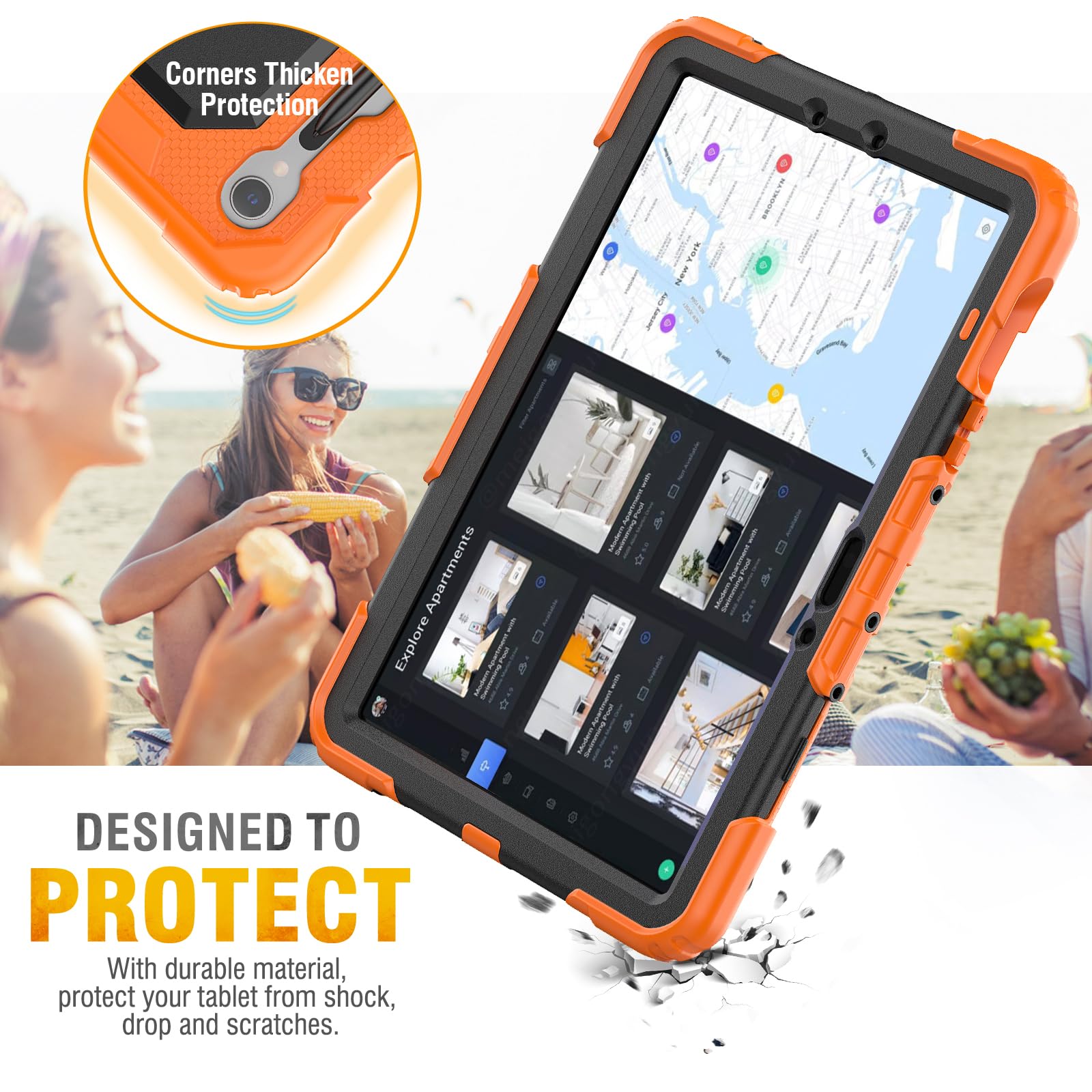 HXCASEAC HXCASEAC Heavy Duty Case for Samsung Galaxy Tab S9 S9 FE 10.9 Inch with Screen Protector Hand Strap and S Pen Holder Black - View 7 of 8