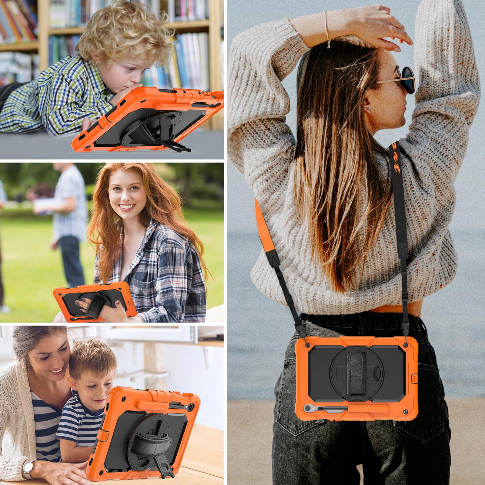 HXCASEAC HXCASEAC Heavy Duty Case for Samsung Galaxy Tab S9 S9 FE 10.9 Inch with Screen Protector Hand Strap and S Pen Holder Black - View 8 of 8