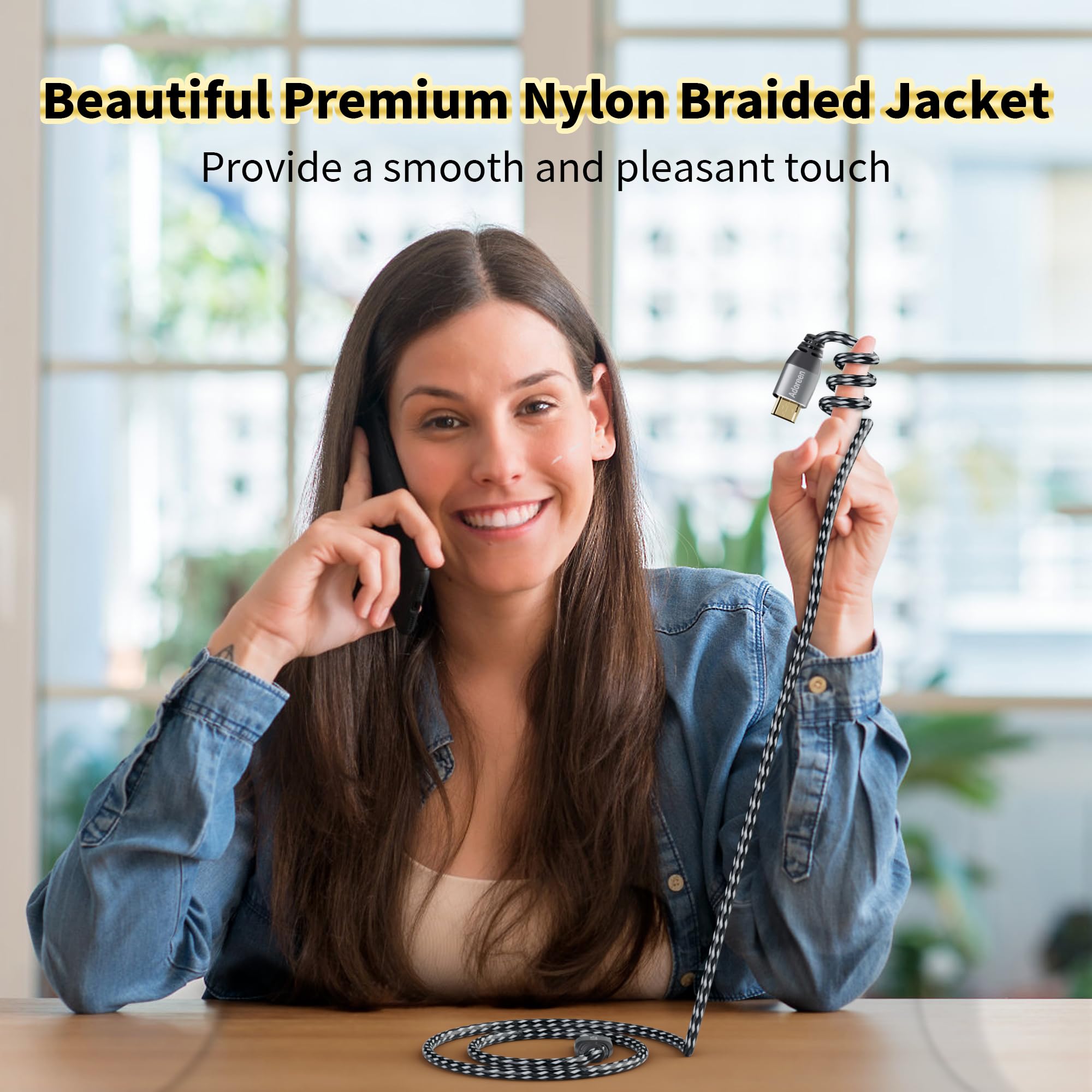 Adoreen 4K HDMI Cable 15 Feet 2 Pack High Speed 18Gbps Braided HDMI 2.0 Cord Compatible with UHD TV PC PS5 Xbox Flexible and Durable - View 2 of 7