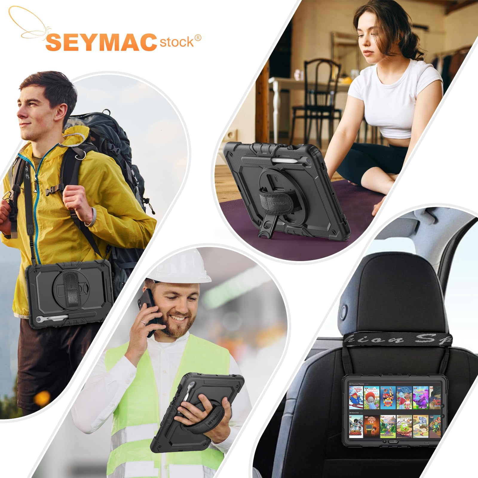 SEYMAC Galaxy Tab S9 11 Inch 5G Tablet Case 2023 with Screen Protector Pencil Holder 360 Rotating Hand Strap and Stand Drop Proof Black - View 5 of 7