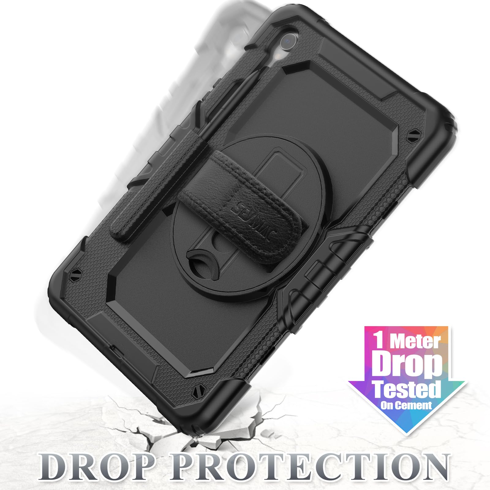 SEYMAC Galaxy Tab S9 11 Inch 5G Tablet Case 2023 with Screen Protector Pencil Holder 360 Rotating Hand Strap and Stand Drop Proof Black - View 6 of 7