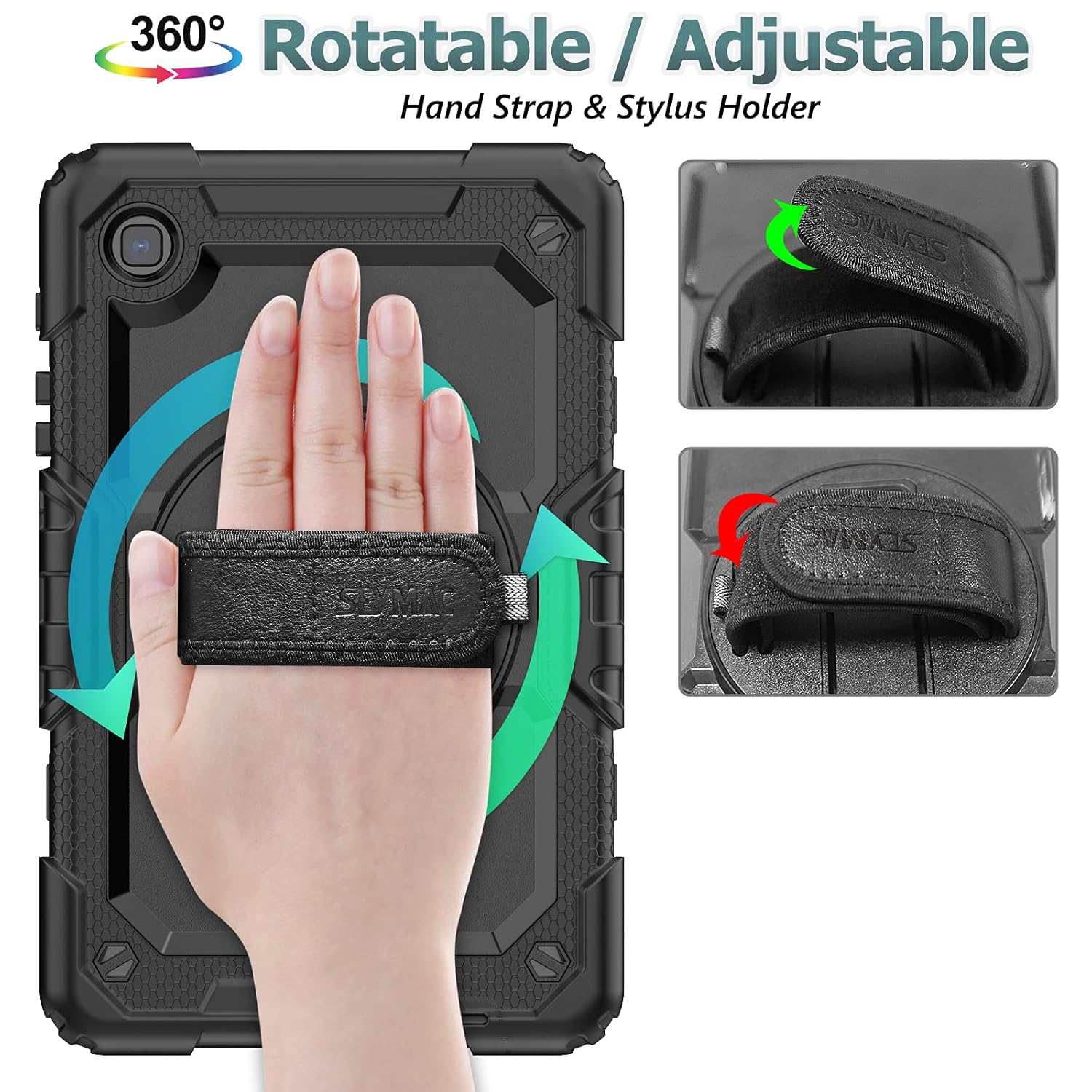 SEYMAC stock SEYMAC Stock Case for Samsung Galaxy Tab S10 Ultra S9 Ultra 14.6 Inch with Screen Protector Pencil Holder and 360 Rotating Strap Black - View 2 of 9