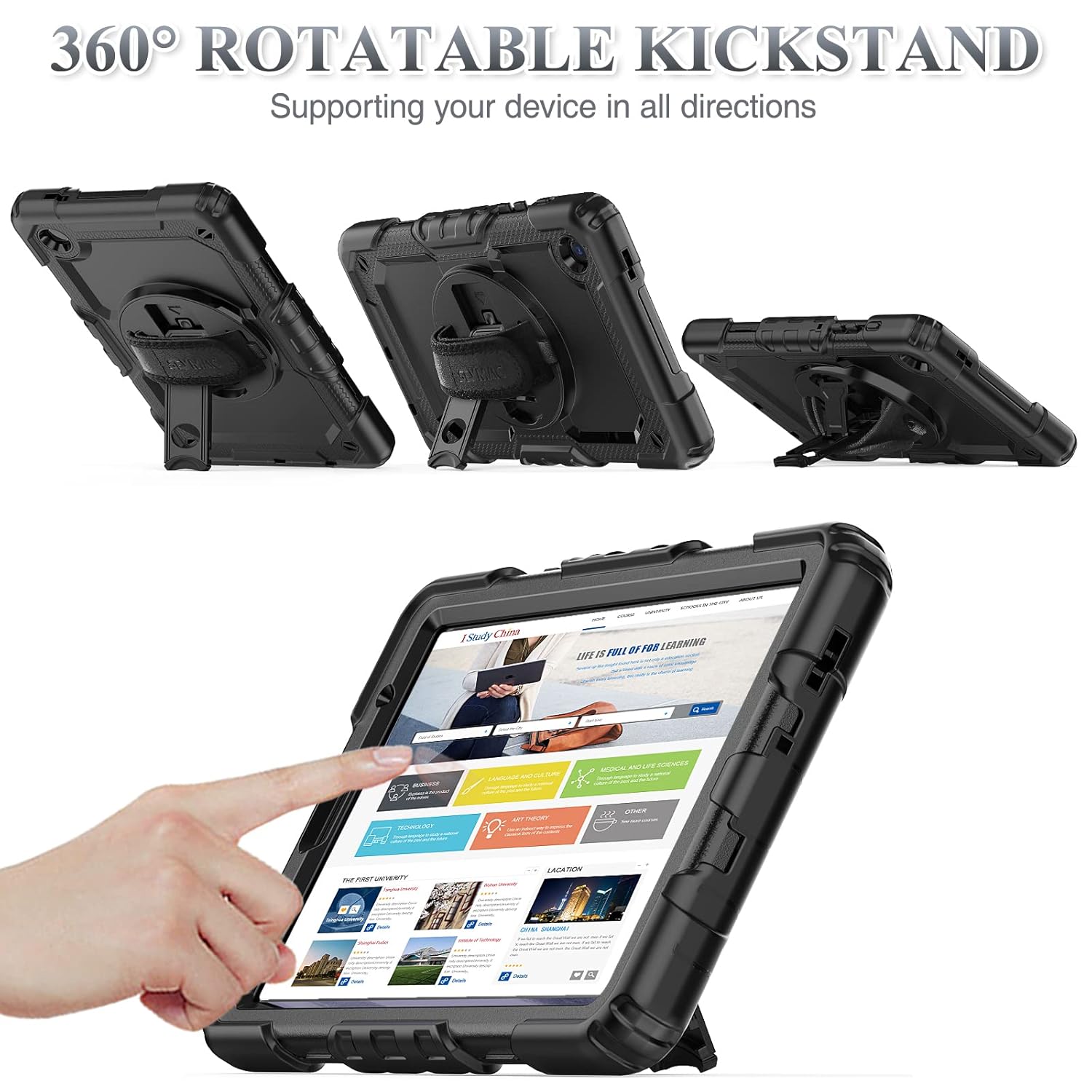SEYMAC stock SEYMAC Stock Case for Samsung Galaxy Tab S10 Ultra S9 Ultra 14.6 Inch with Screen Protector Pencil Holder and 360 Rotating Strap Black - View 3 of 9