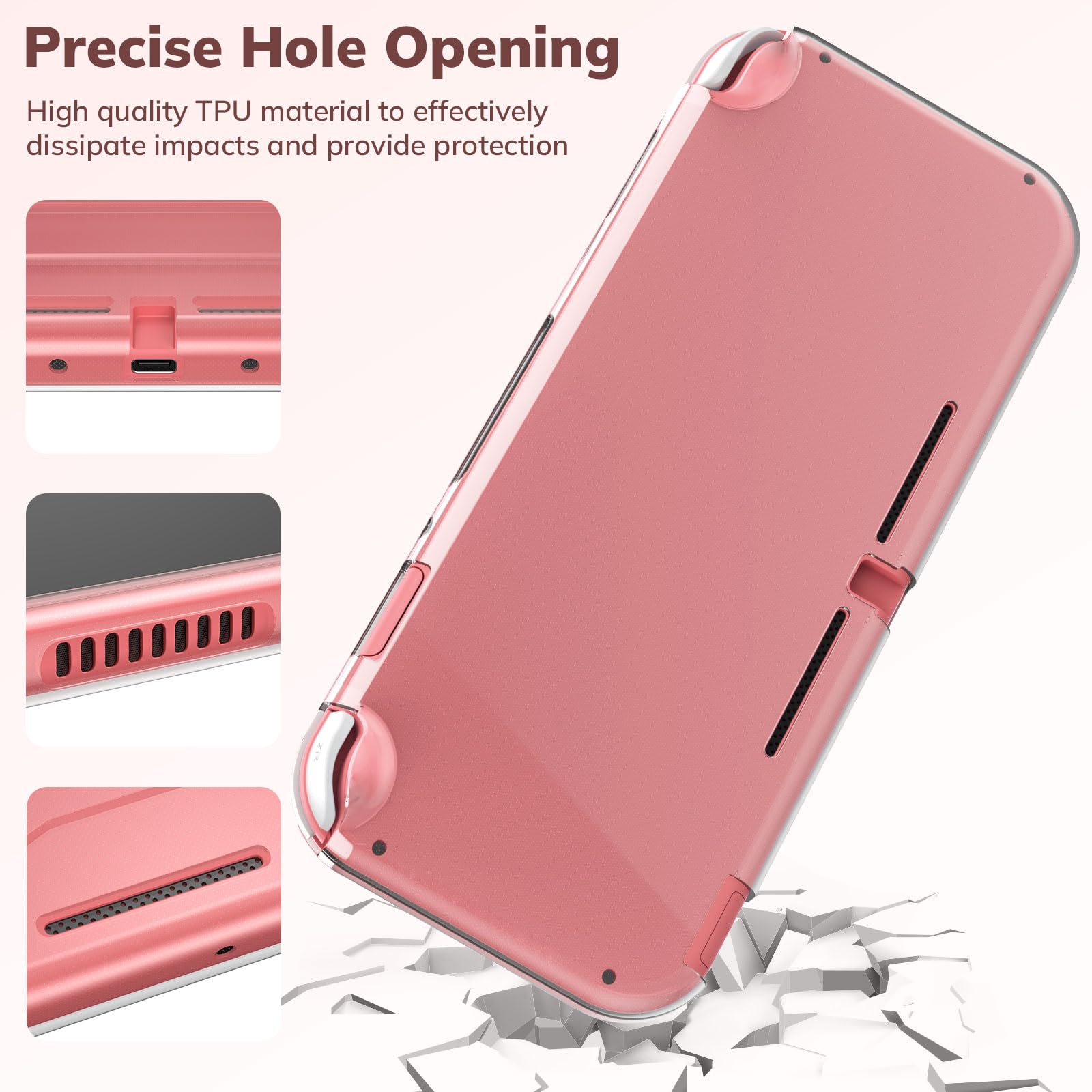YK YOUNIK Younik Switch Lite Case Portable Carrying Case with 14 in 1 Accessories Kit Protective Cover Game Card Case Screen Protectors Pink - View 5 of 8