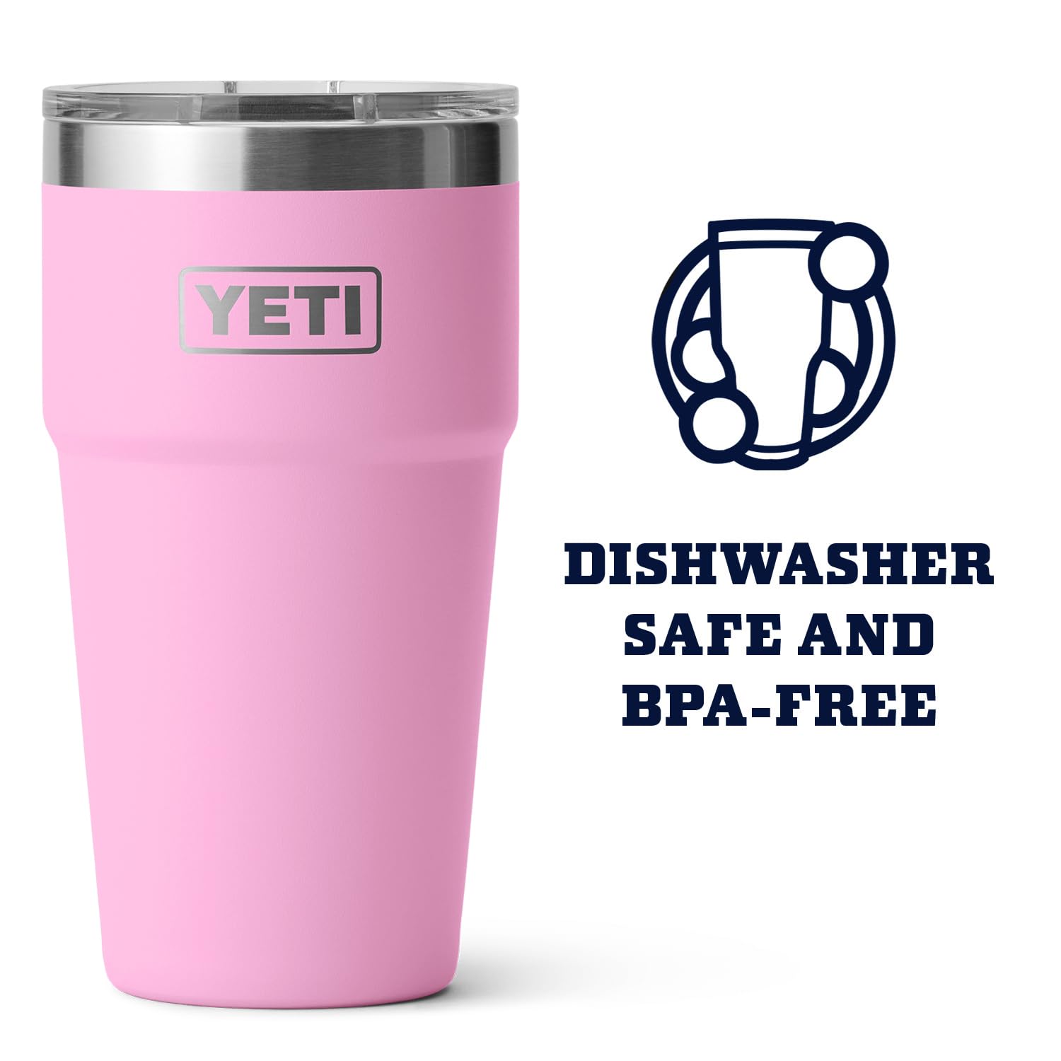 YETI YETI Rambler Stackable Pint Vacuum Insulated Stainless Steel with MagSlider Lid Power Pink for Outdoor Adventures - View 4 of 7