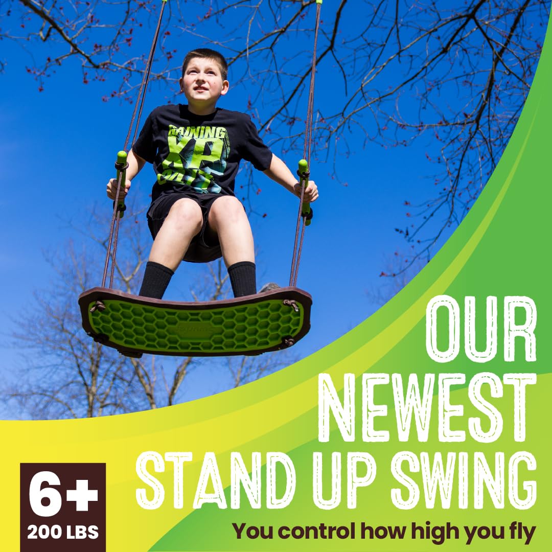 Swurfer Swurfer Stand Up Tree Swing Durable Weatherproof Easy Installation Adjustable Handles for Kids and Adults Outdoor Play 200lbs Age 6 and Up - View 2 of 7