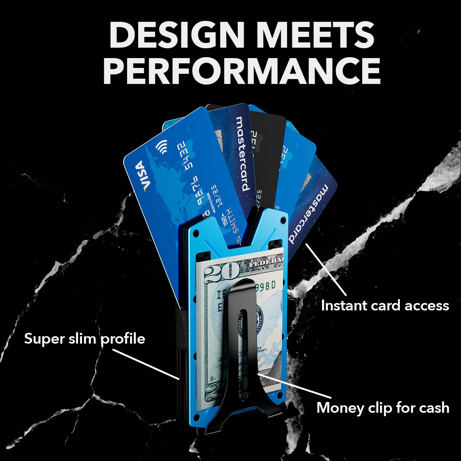 TITAN X TITAN X Wallet Minimalist Slim Metal Anti RFID Wallet with Money Clip Front Pocket Pro Air Edition Royal Blue Airtag Ready - View 3 of 5