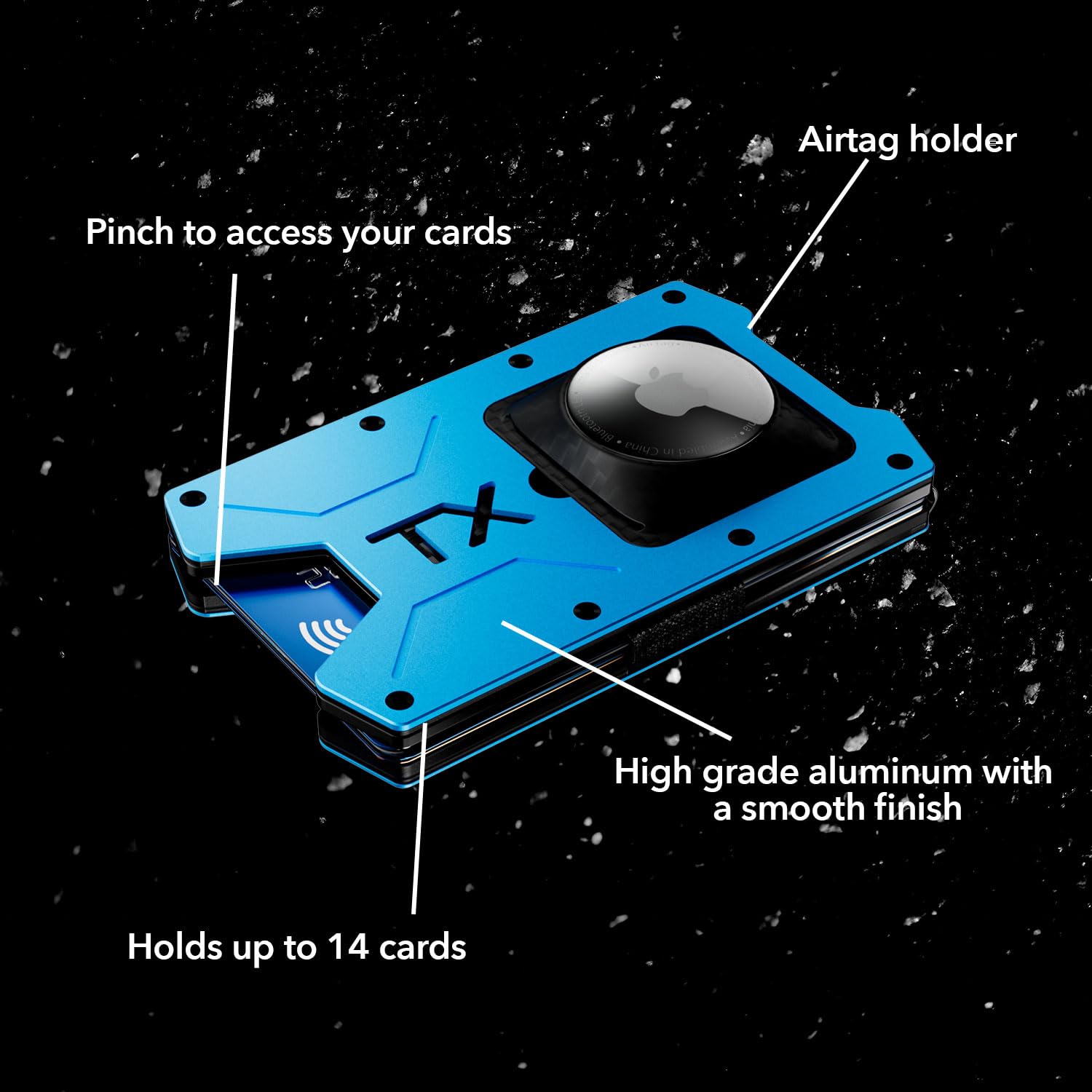 TITAN X TITAN X Wallet Minimalist Slim Metal Anti RFID Wallet with Money Clip Front Pocket Pro Air Edition Royal Blue Airtag Ready - View 4 of 5
