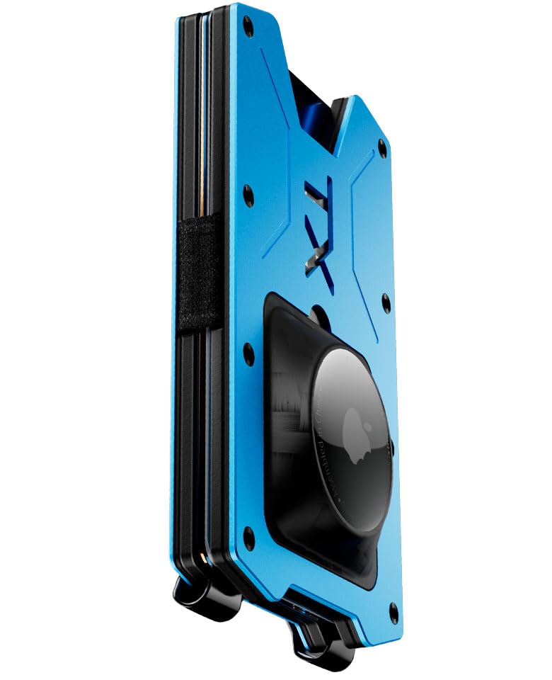 TITAN X TITAN X Wallet Minimalist Slim Metal Anti RFID Wallet with Money Clip Front Pocket Pro Air Edition Royal Blue Airtag Ready