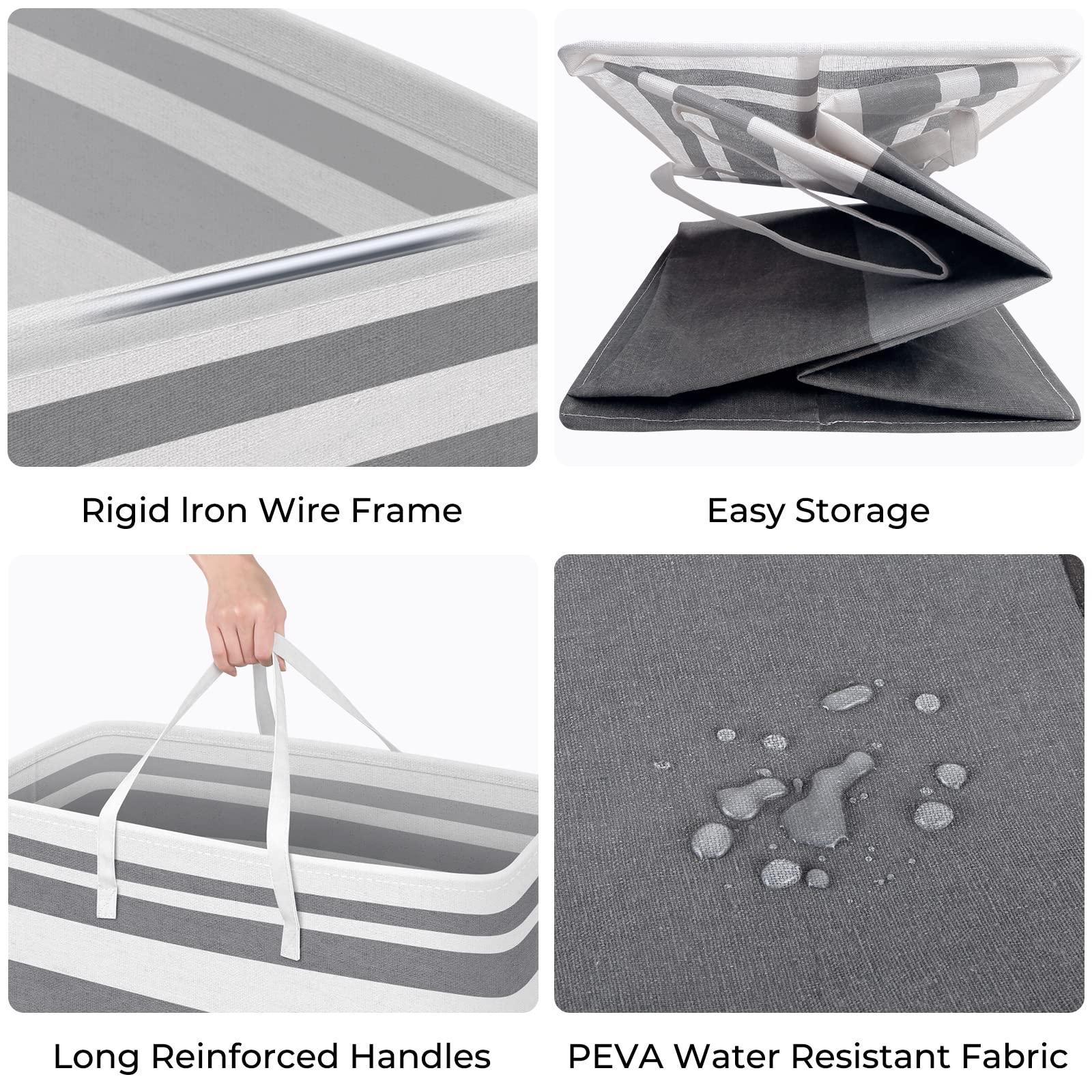 HomeHacks HomeHacks Large Laundry Basket 3-Pack Waterproof Freestanding Collapsible Hamper with Extended Handles for Clothes and Toys in Dorm and Family - View 5 of 7