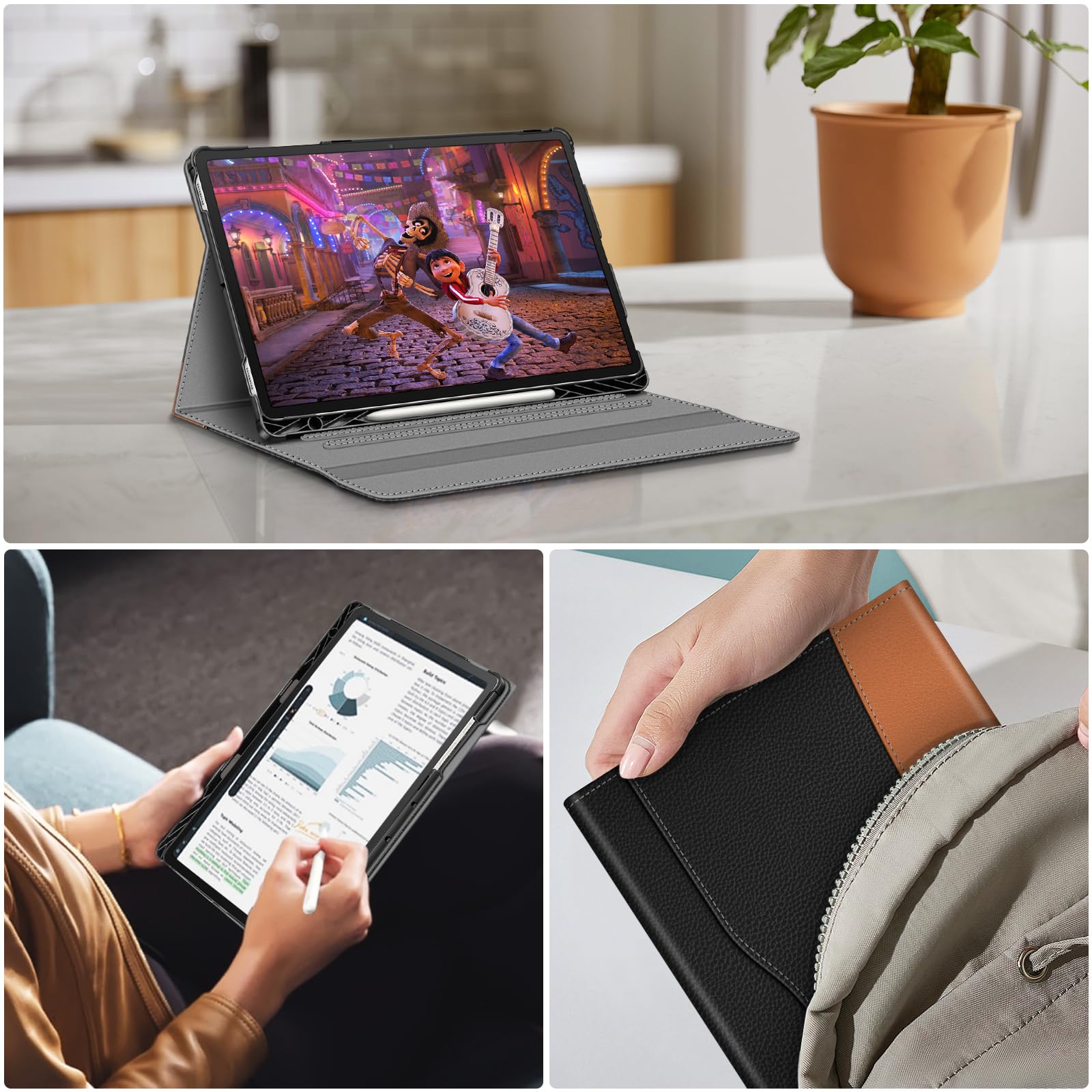 Fintie Case for Samsung Galaxy Tab S10 Plus 2024 S9 FE Plus 5G 12.4 Inch with S Pen Holder Multiple Angle Portfolio Cover Black - View 8 of 9