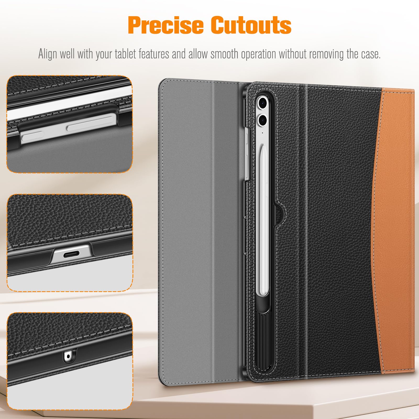 Fintie Case for Samsung Galaxy Tab S10 Plus 2024 S9 FE Plus 5G 12.4 Inch with S Pen Holder Multiple Angle Portfolio Cover Black - View 9 of 9