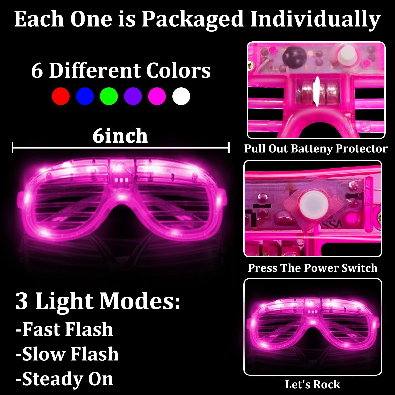 Camlinbo 148 PCS Glow in the Dark Party Supplies with Foam Glow Sticks LED Glasses Necklaces Bracelets for Weddings Birthdays Concerts - View 5 of 5