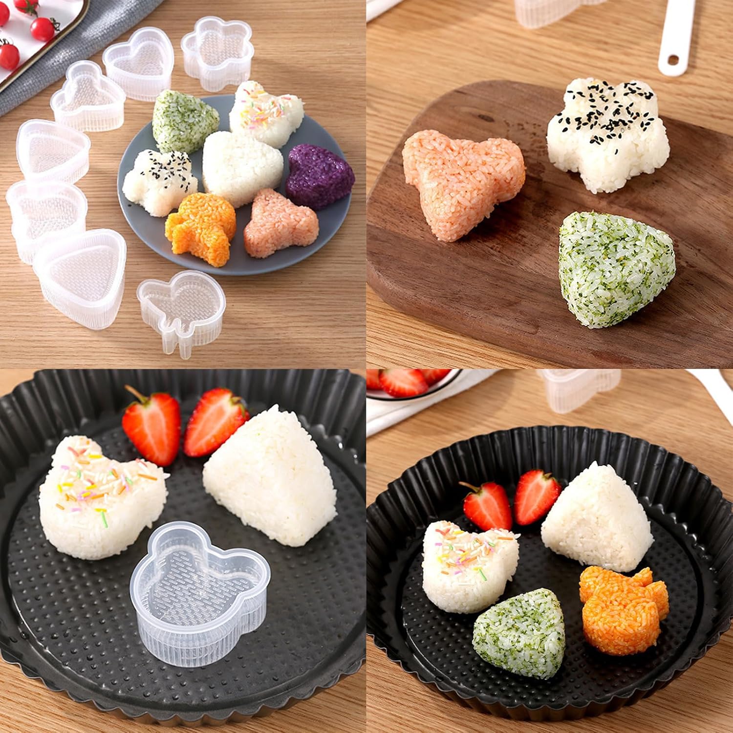 EOQPDECD EOQPDECD 8 Pcs Triangle Rice Ball Maker with Spatula for Easy Onigiri Mold Kid Lunch Bento and Home DIY - View 3 of 7