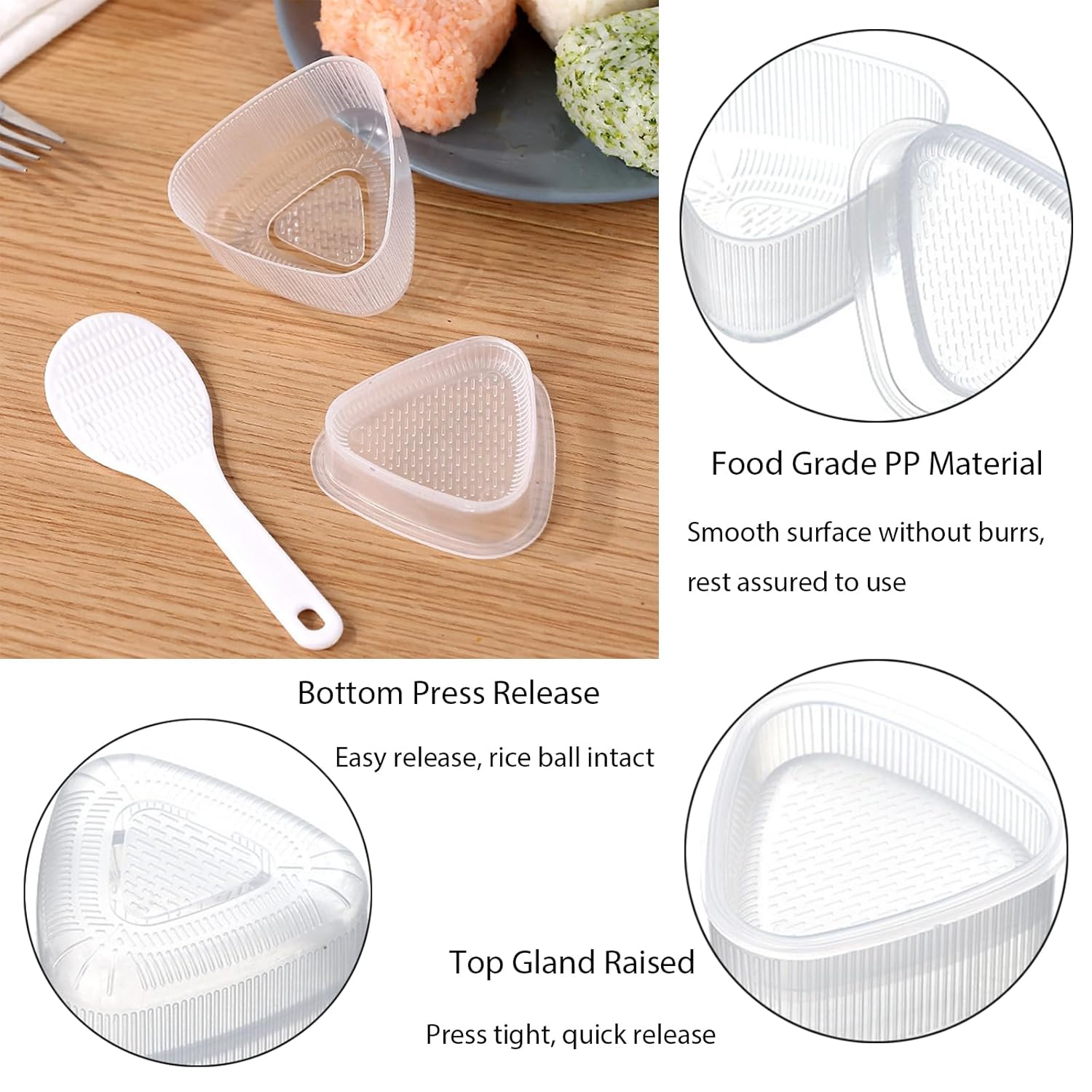 EOQPDECD EOQPDECD 8 Pcs Triangle Rice Ball Maker with Spatula for Easy Onigiri Mold Kid Lunch Bento and Home DIY - View 6 of 7