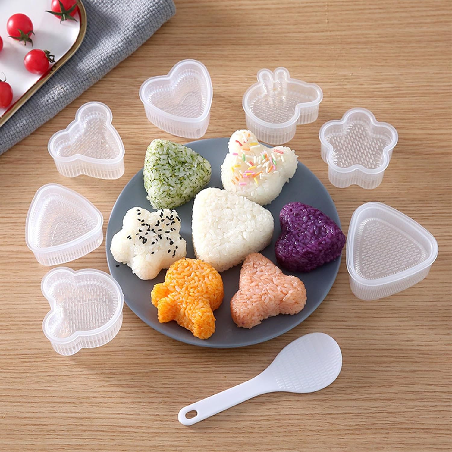 EOQPDECD EOQPDECD 8 Pcs Triangle Rice Ball Maker with Spatula for Easy Onigiri Mold Kid Lunch Bento and Home DIY