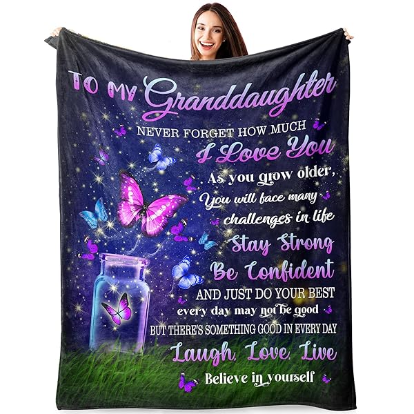 Atokker Granddaughter Gifts Blanket from Grandma Perfect Birthday Gift for Great Granddaughter Cozy Throw 60x50 Inches