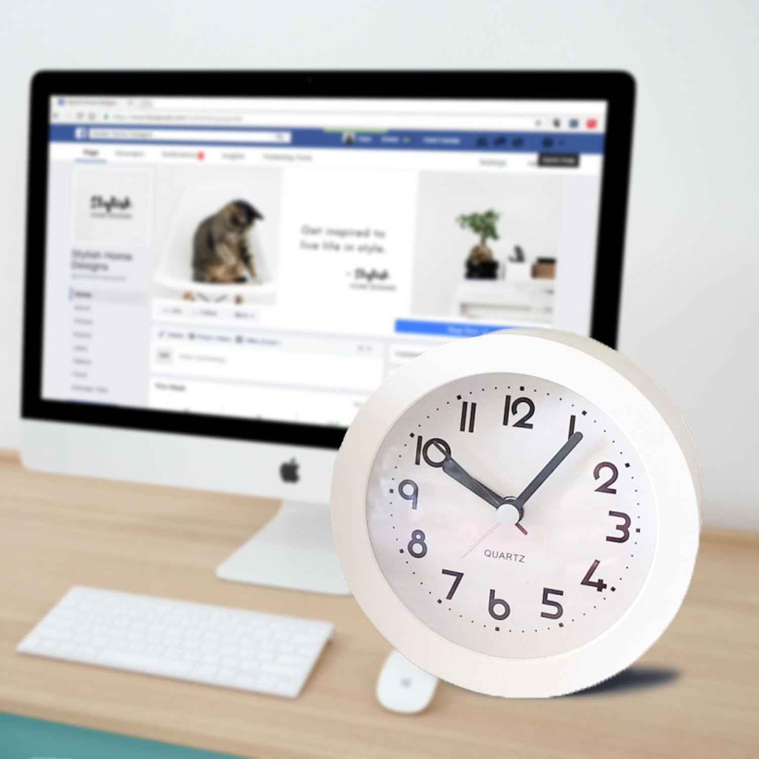 HIQU and HIST HIQU HIST Alarm Clock with Backlight 4.5 Inches White Desk Clock for Home and Office Use - View 2 of 9