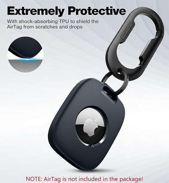 SURITCH Buy SURITCH AirTag Holder - Shockproof TPU Keychain with Carabiner for Kids, Pets & Luggage - Dark Blue - View 8 of 8