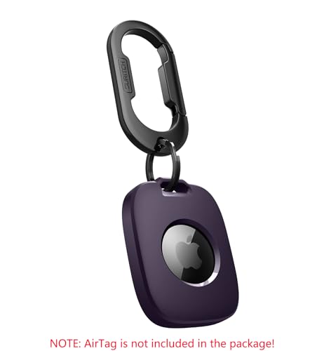 SURITCH Buy SURITCH Dark Purple AirTag Holder - Shockproof TPU Case with Carabiner for Kids, Pets, Keys & Luggage - View 4 of 8