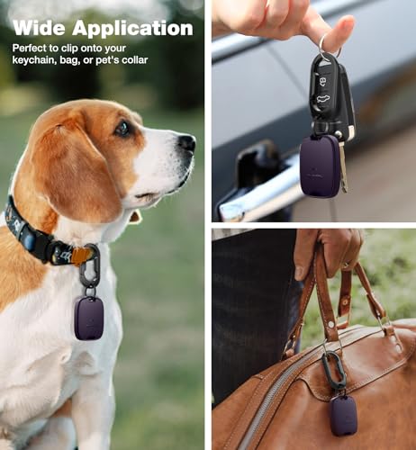 SURITCH Buy SURITCH Dark Purple AirTag Holder - Shockproof TPU Case with Carabiner for Kids, Pets, Keys & Luggage - View 5 of 8