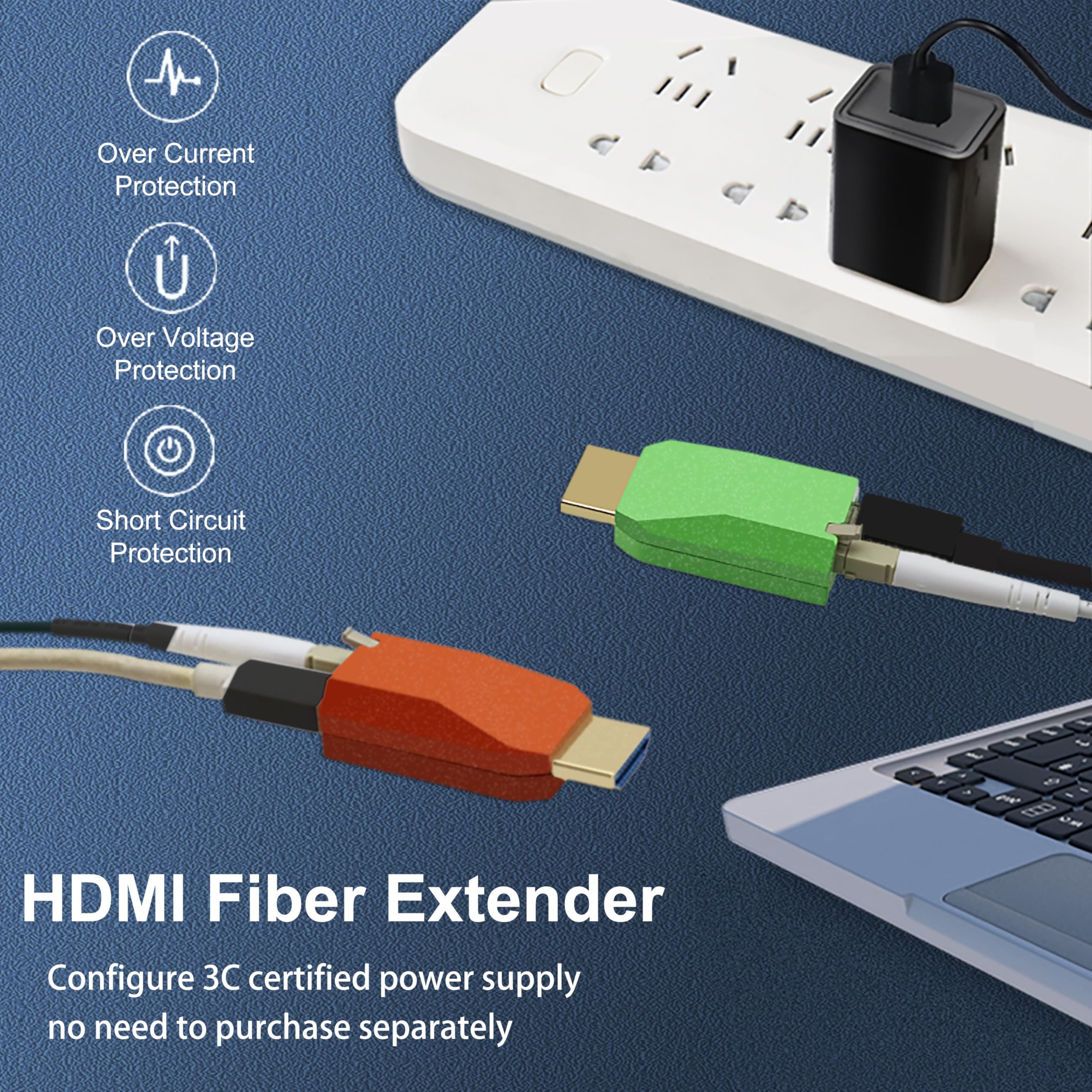 E-link Elink Mini 4K HDMI Fiber Extender HDMI to Fiber Converter 4K60Hz HDMI2.0 Over Single-Core Multimode Fiber Extender Up to 300m - View 4 of 7