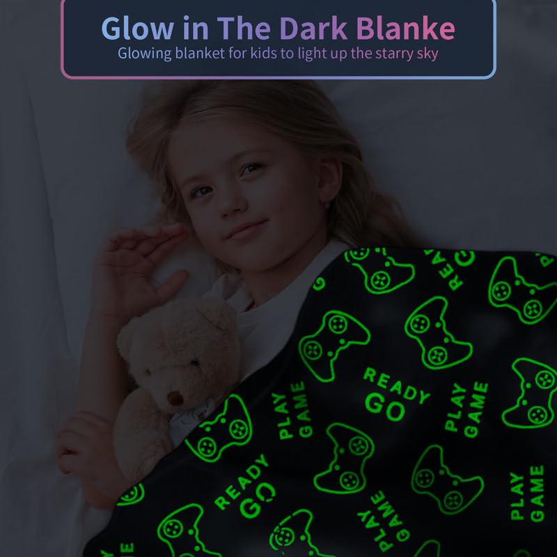 COMFAR COMFAR Glow in The Dark Gamer Blanket 40x50 Cool Gamer Gifts for Men Women Teen Boys Girls - View 2 of 7