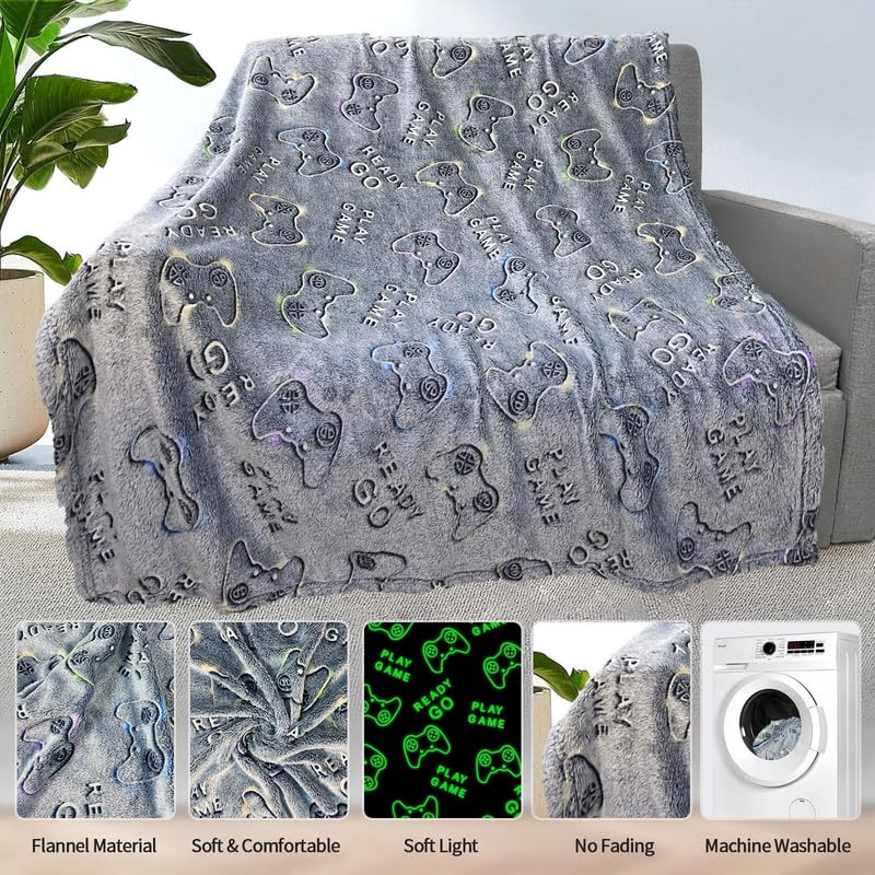 COMFAR COMFAR Glow in The Dark Gamer Blanket 40x50 Cool Gamer Gifts for Men Women Teen Boys Girls - View 4 of 7