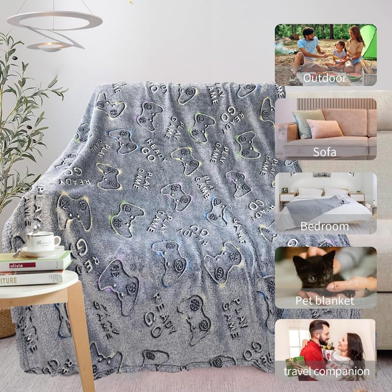 COMFAR COMFAR Glow in The Dark Gamer Blanket 40x50 Cool Gamer Gifts for Men Women Teen Boys Girls - View 7 of 7